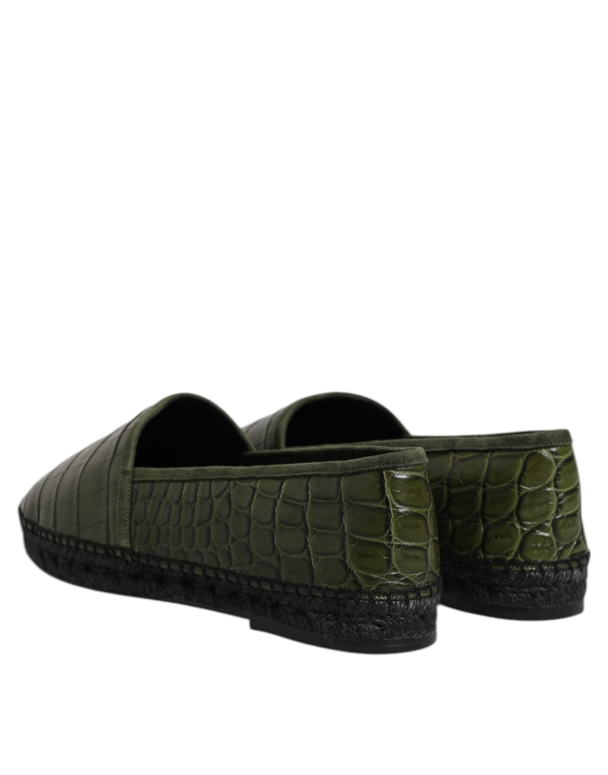 Dolce & Gabbana Green Exotic Leather Espadrilles Slip On Shoes-5