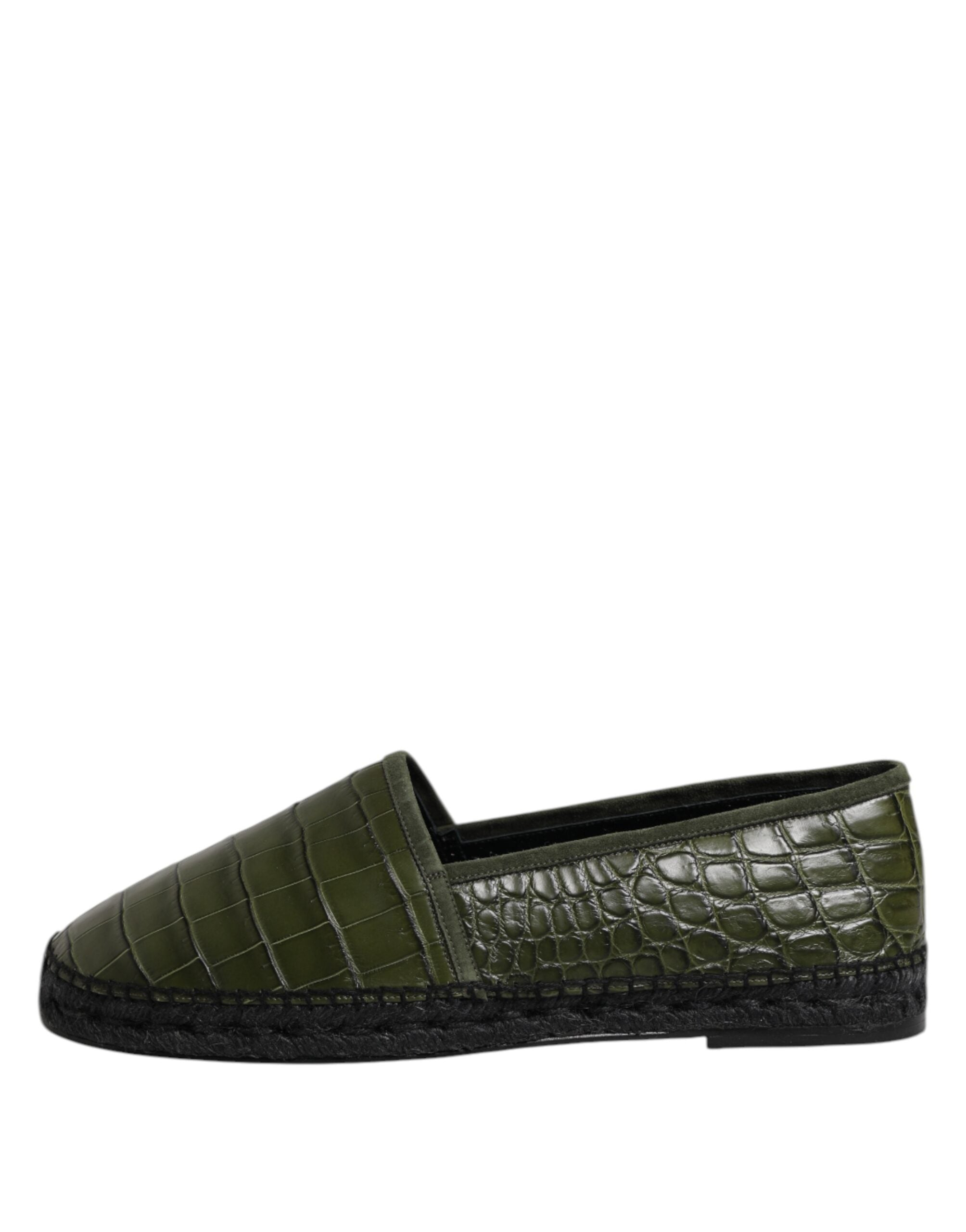 Dolce & Gabbana Green Exotic Leather Espadrilles Slip On Shoes-6