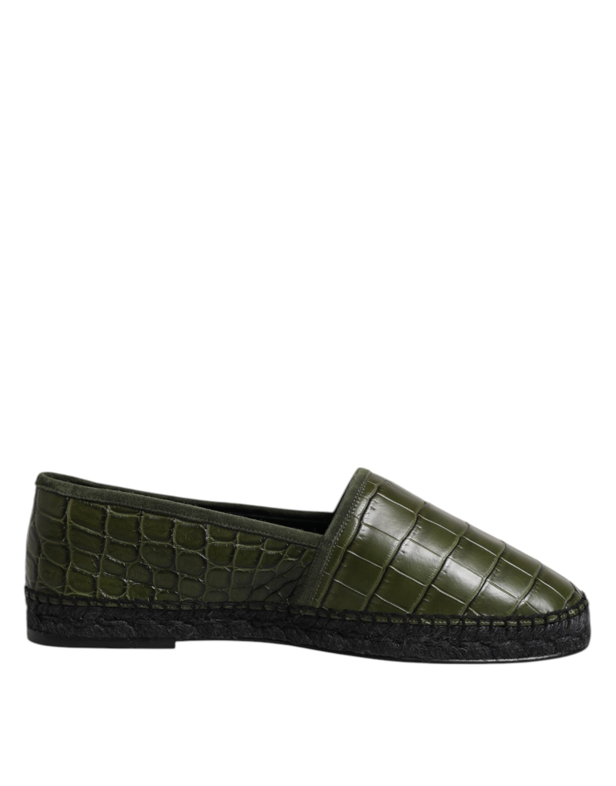 Dolce & Gabbana Green Exotic Leather Espadrilles Slip On Shoes-1