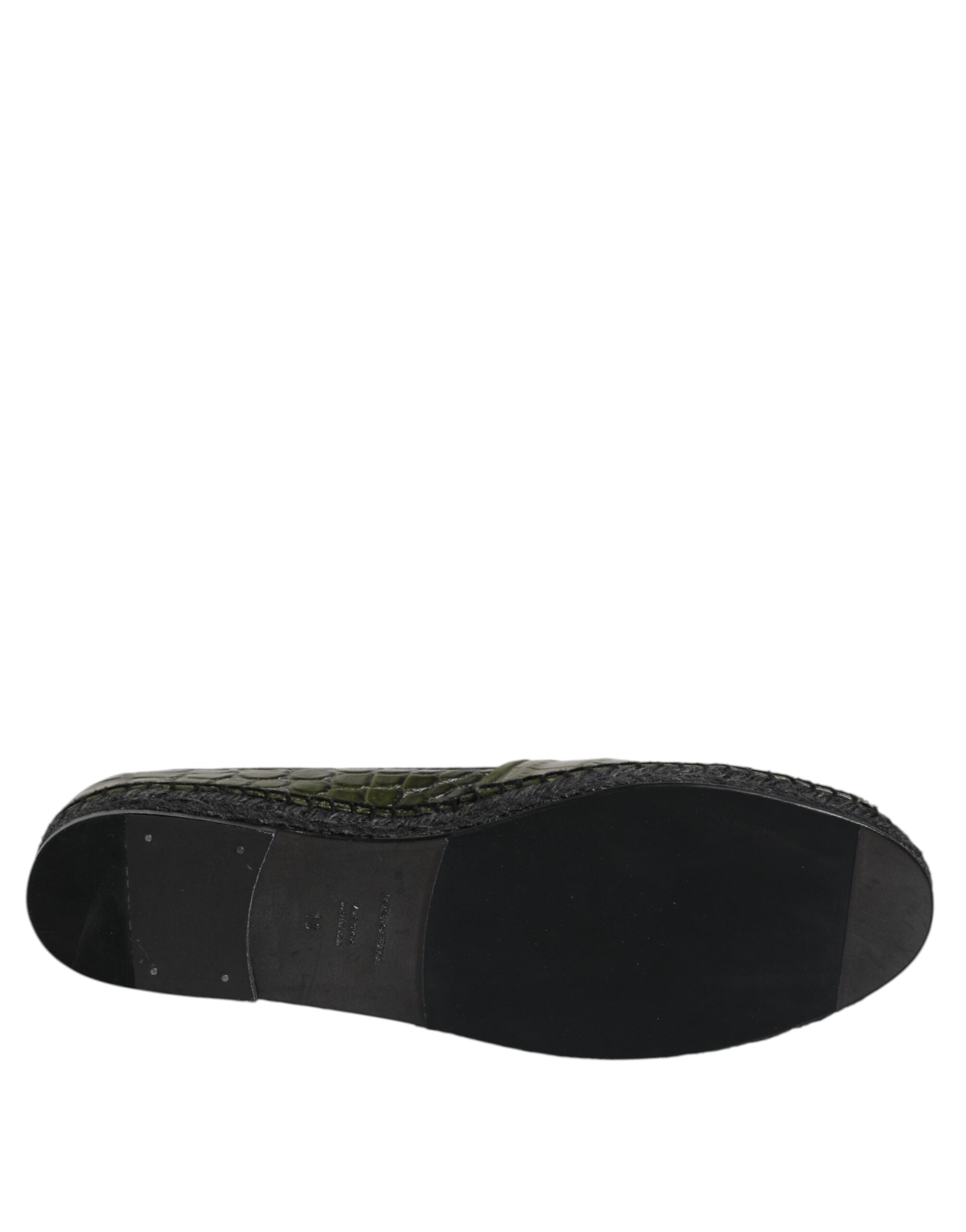 Dolce & Gabbana Green Exotic Leather Espadrilles Slip On Shoes-8