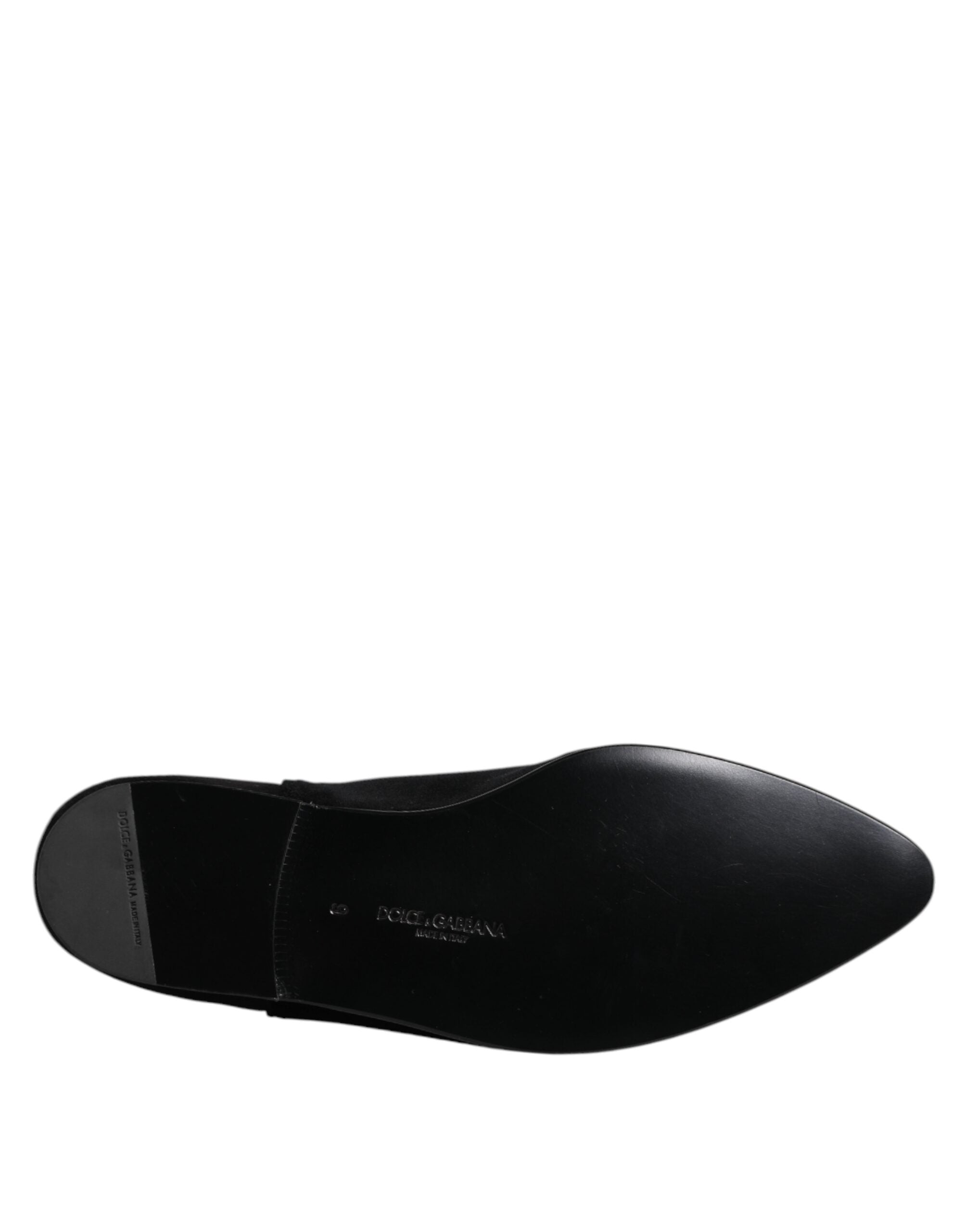 Dolce & Gabbana Schwarzer Samt verschönert Loafer Slip On Schuhe-8