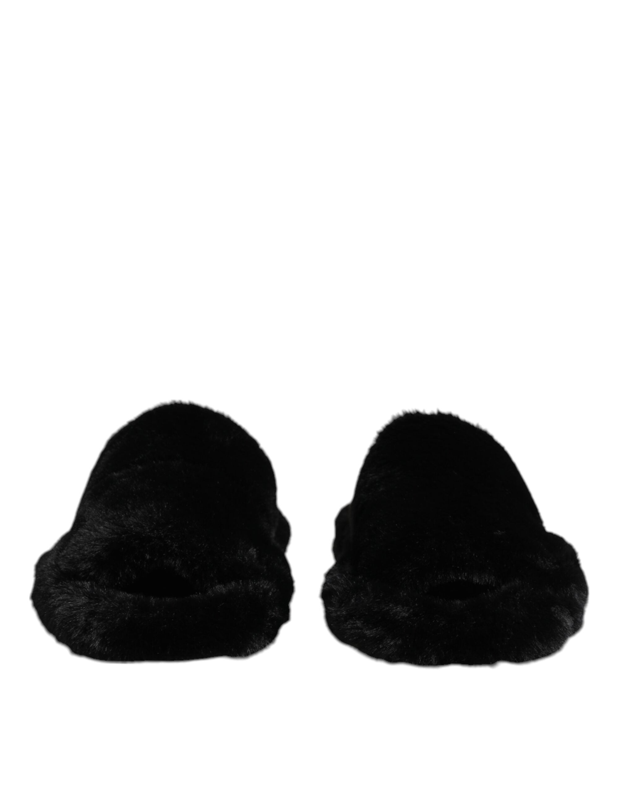 Dolce & Gabbana Black Polyester Velvet Slippers-2