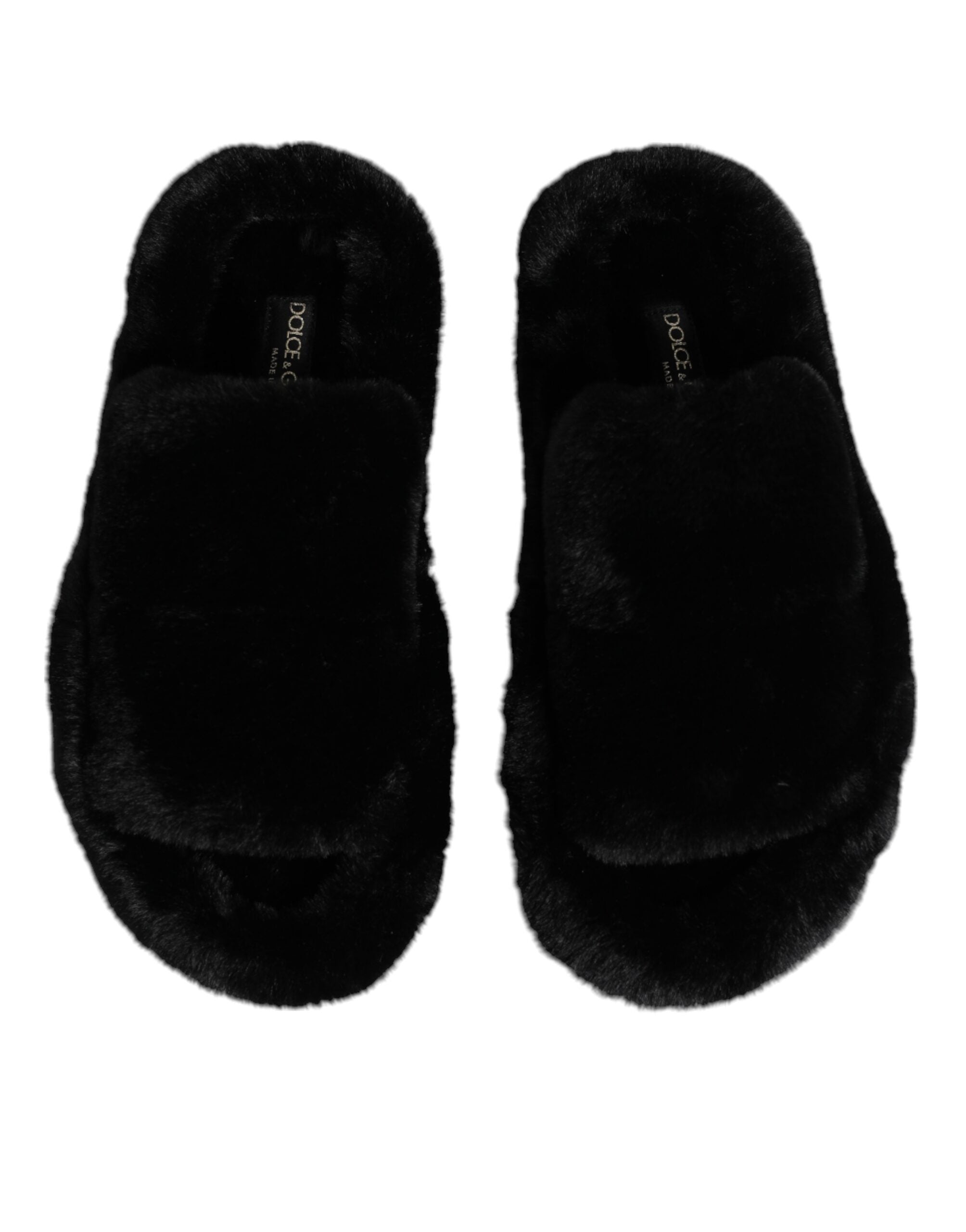 Dolce & Gabbana Black Polyester Velvet Slippers-3