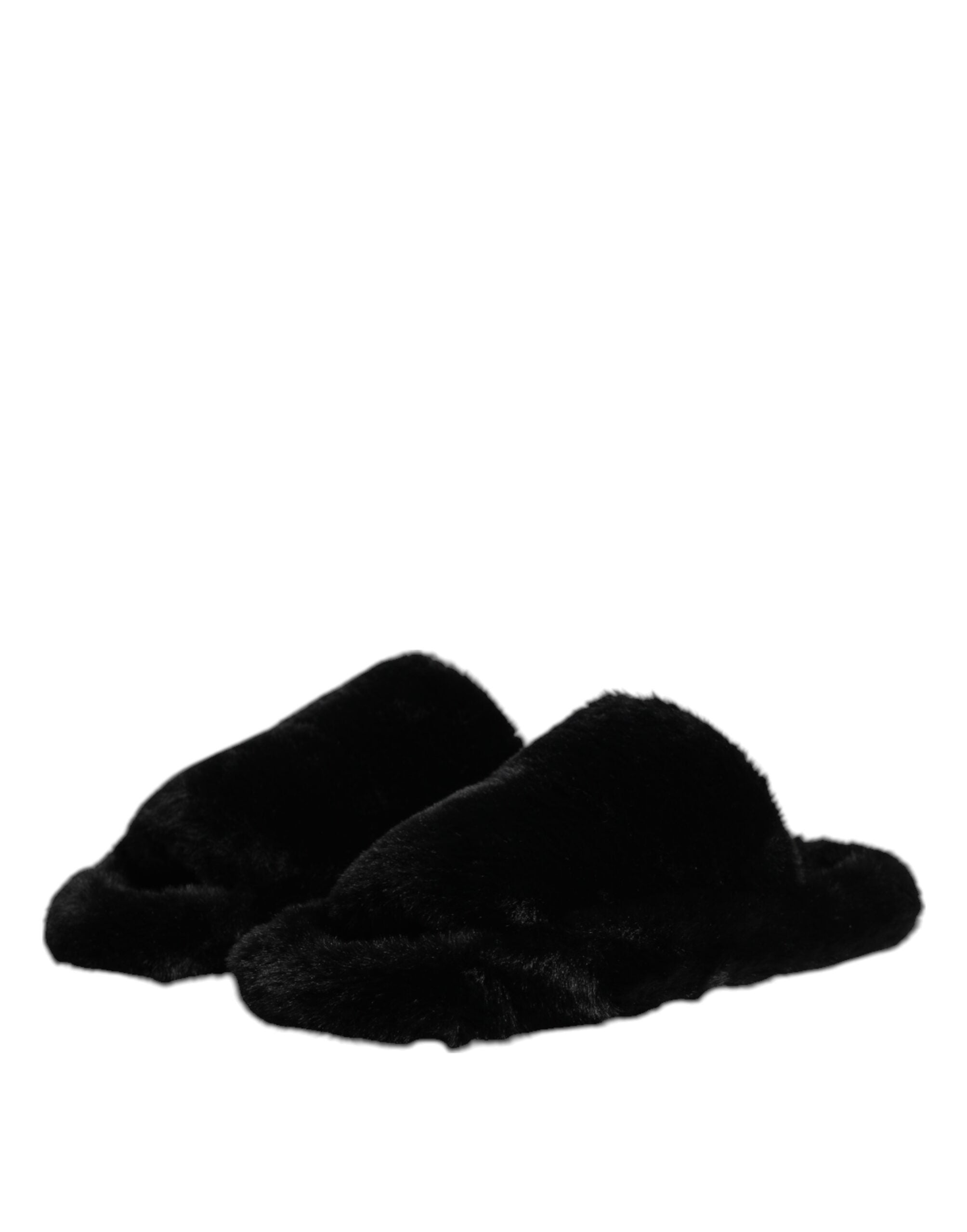 Dolce & Gabbana Black Polyester Velvet Slippers-4
