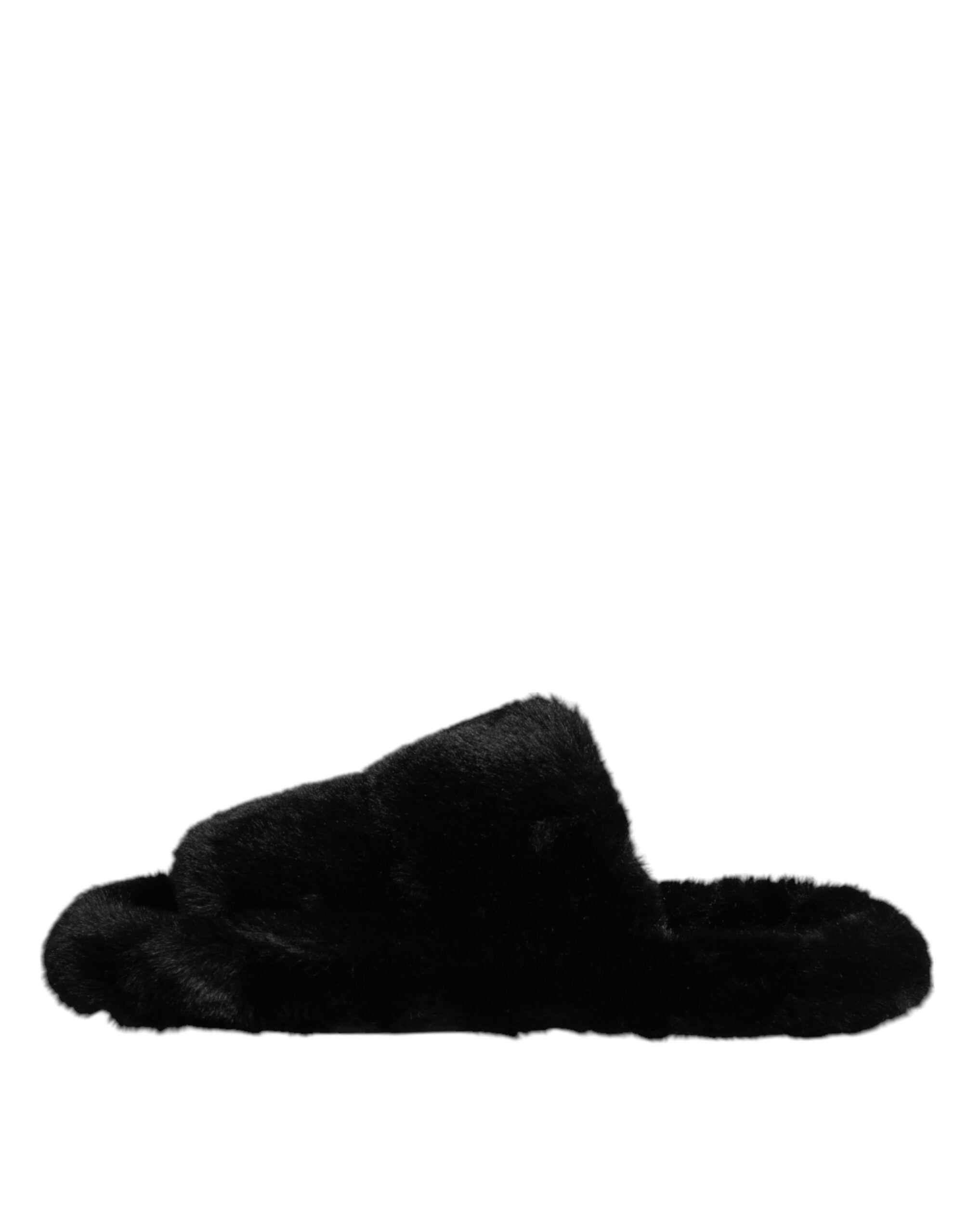 Dolce & Gabbana Black Polyester Velvet Slippers-6