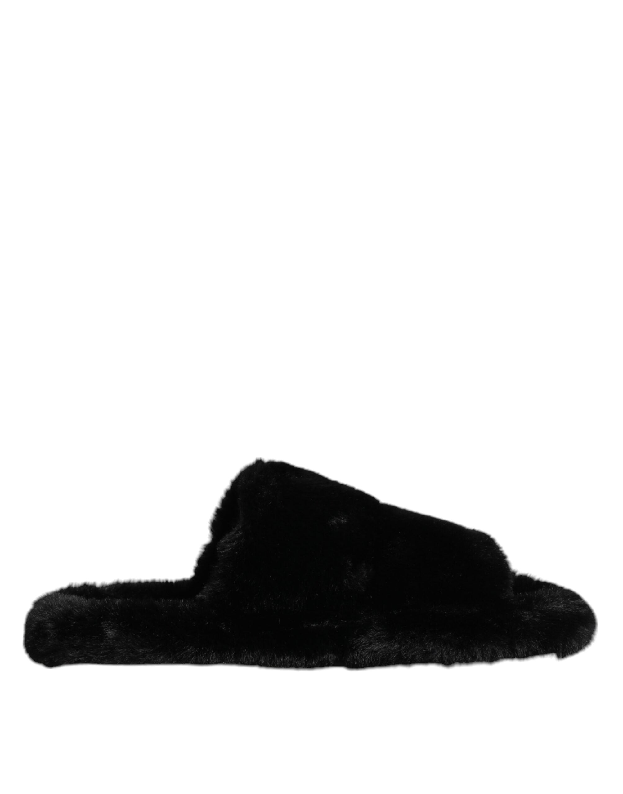 Dolce & Gabbana Black Polyester Velvet Slippers-1