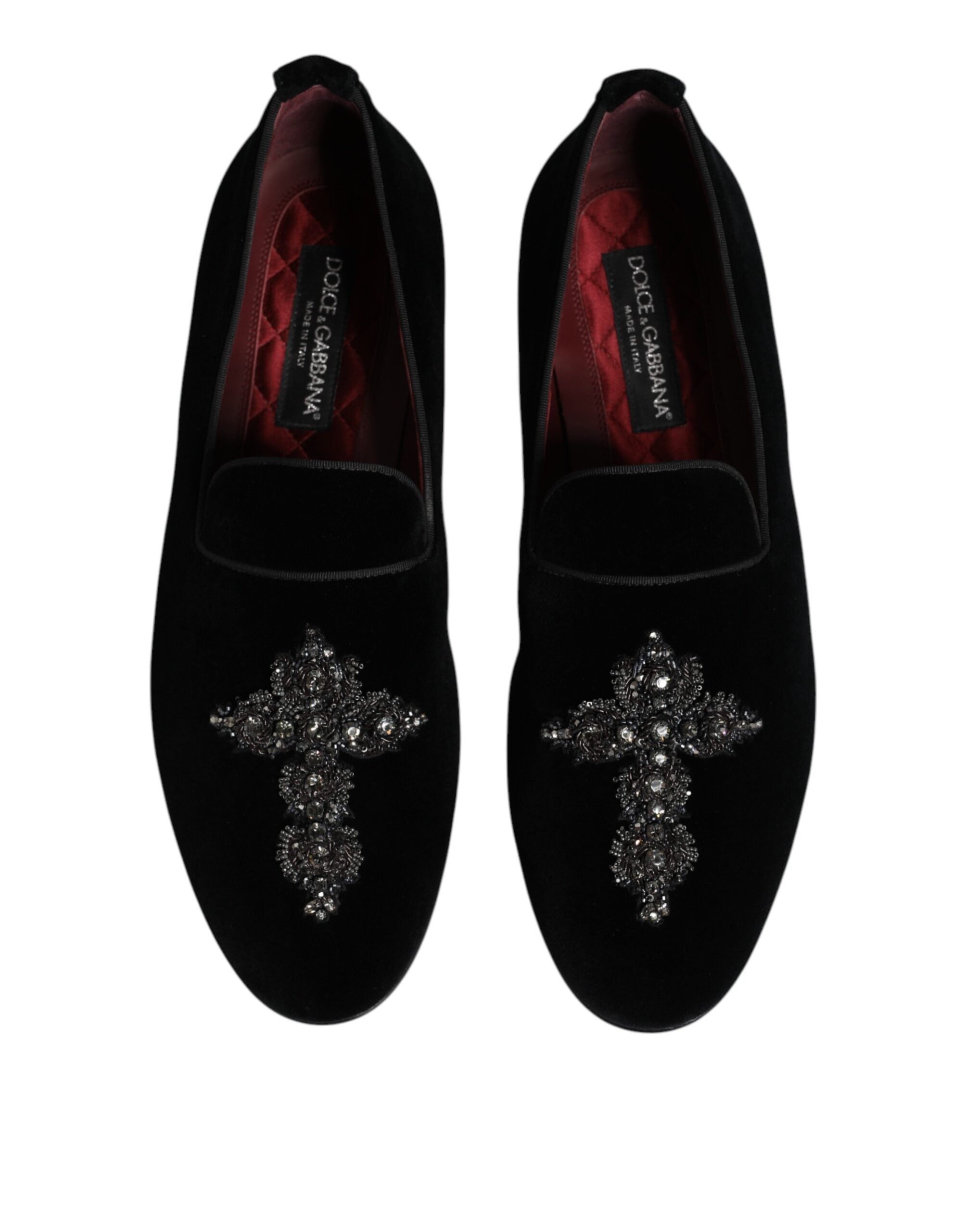 Zapatos mocasines sin cordones de terciopelo negro de Dolce & Gabbana-3