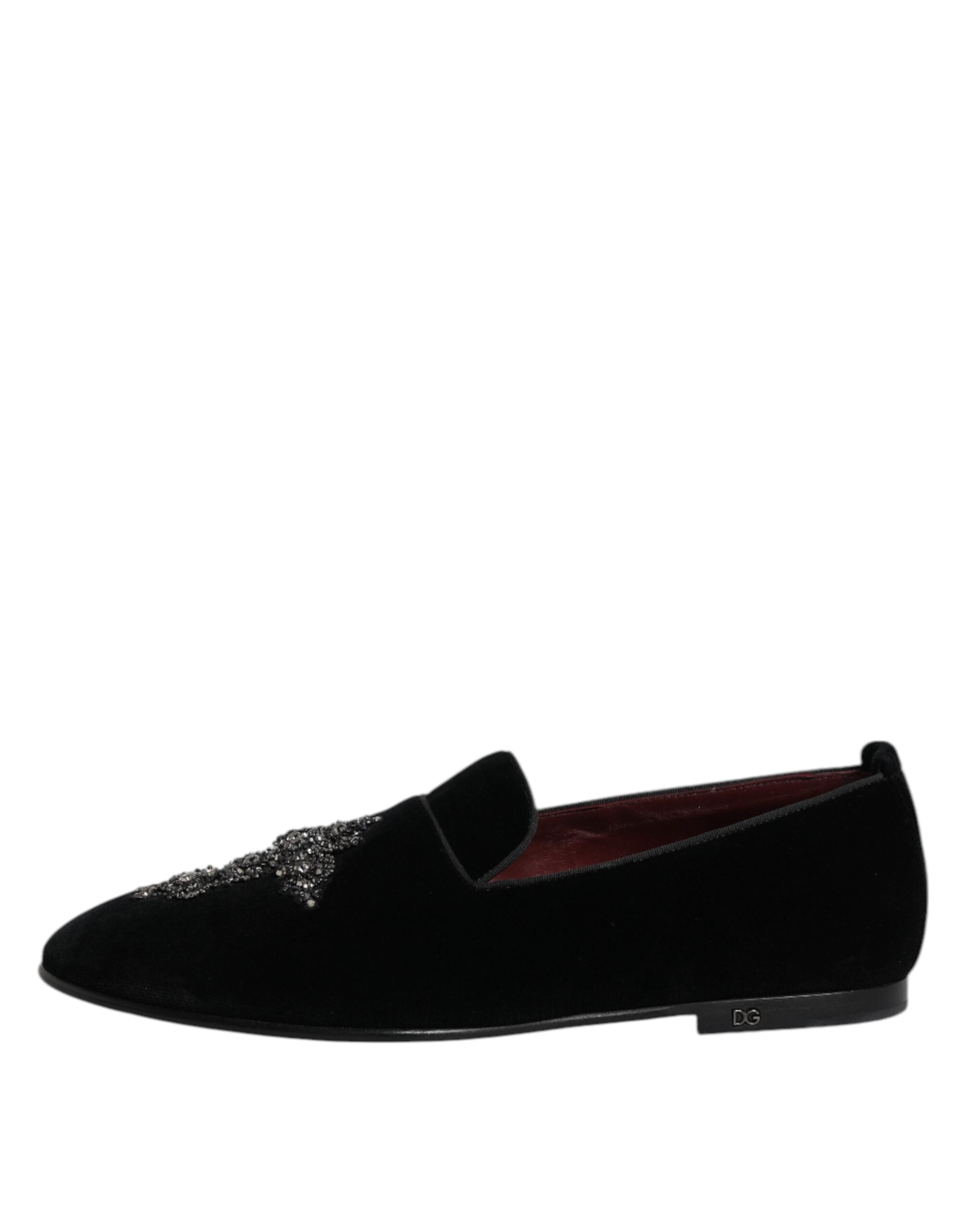 Zapatos mocasines sin cordones de terciopelo negro de Dolce & Gabbana-6