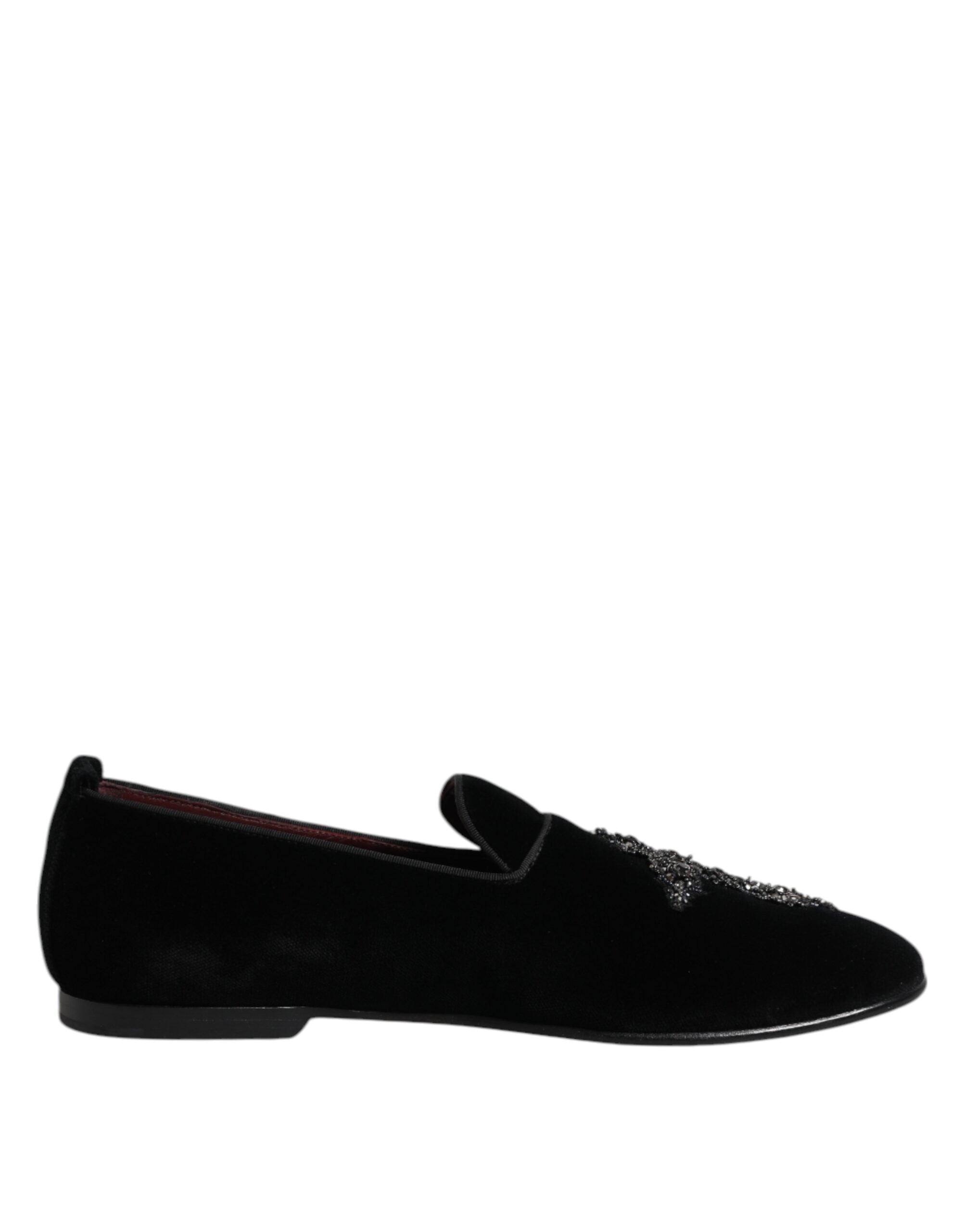 Zapatos mocasines sin cordones de terciopelo negro de Dolce & Gabbana-7