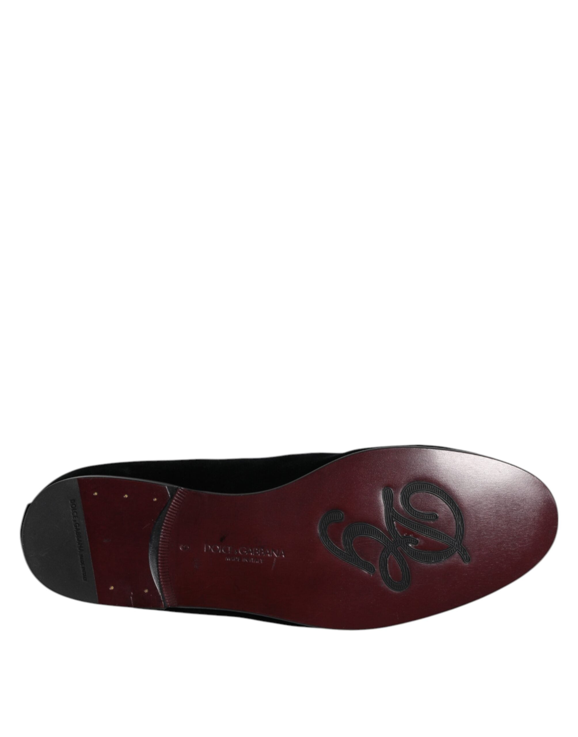 Zapatos mocasines sin cordones de terciopelo negro de Dolce & Gabbana-8