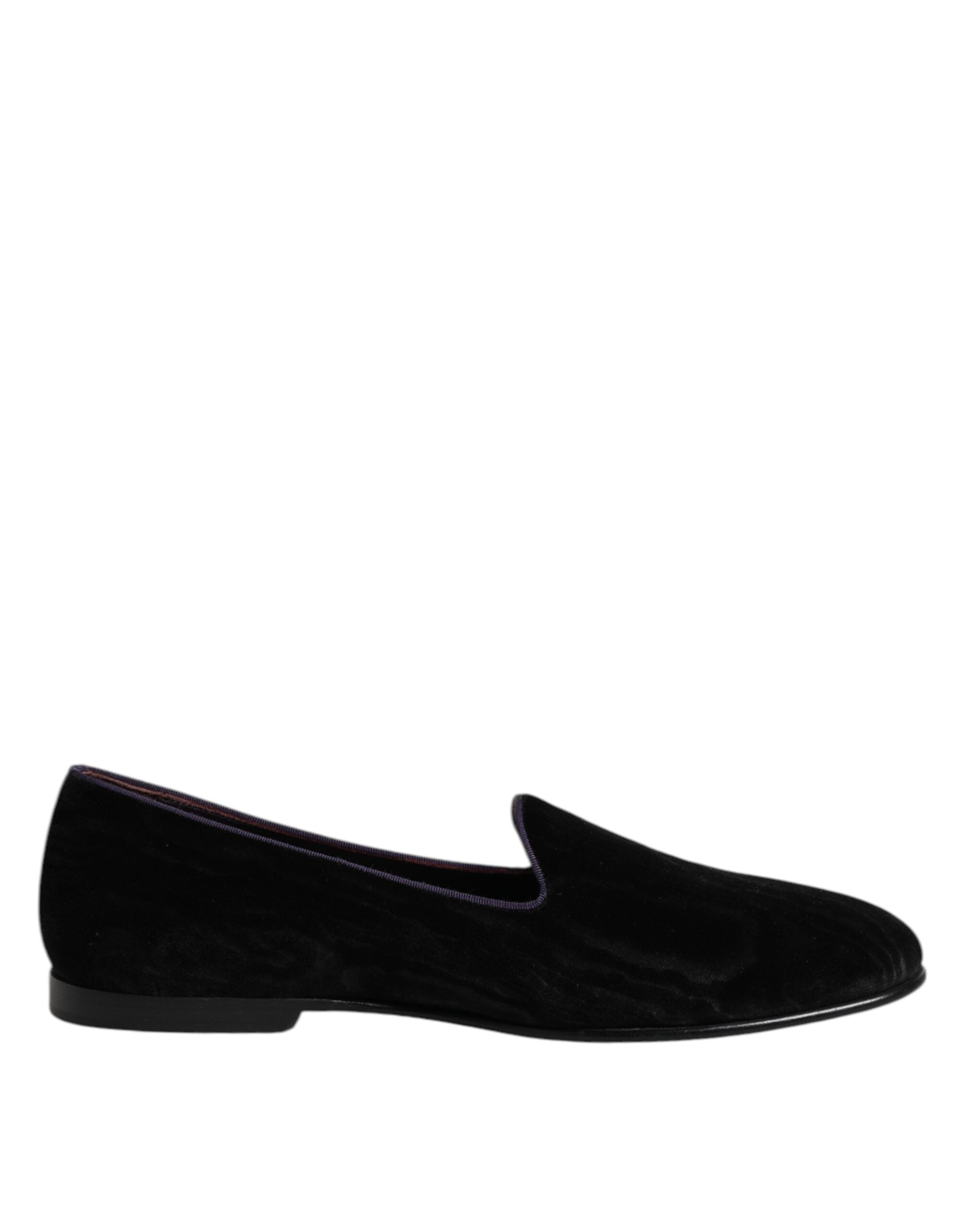 Dolce & Gabbana Black DG Crown Embroidery Loafers Slip On Shoes-4