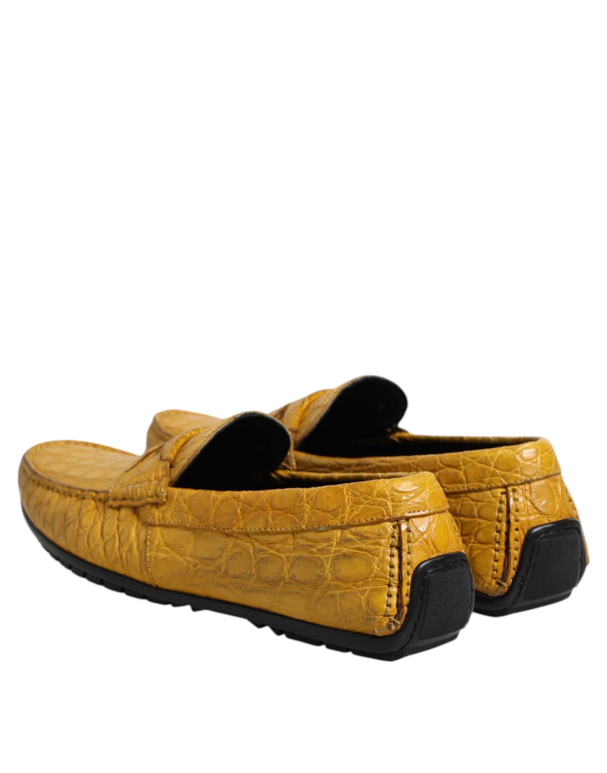 Dolce & Gabbana Yellow Exotic Leather Loafers Slip On Shoes-5