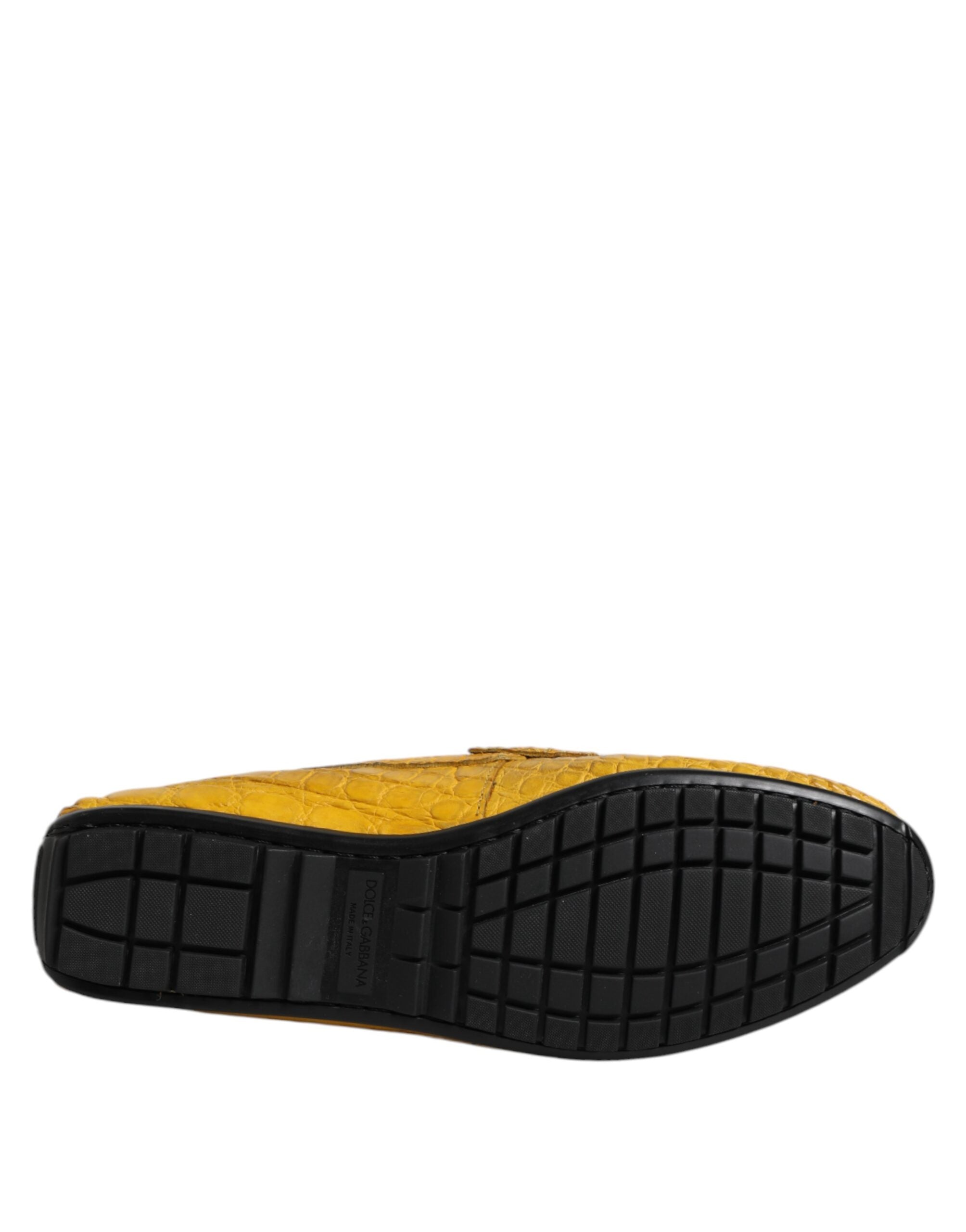 Dolce & Gabbana Yellow Exotic Leather Loafers Slip On Shoes-8