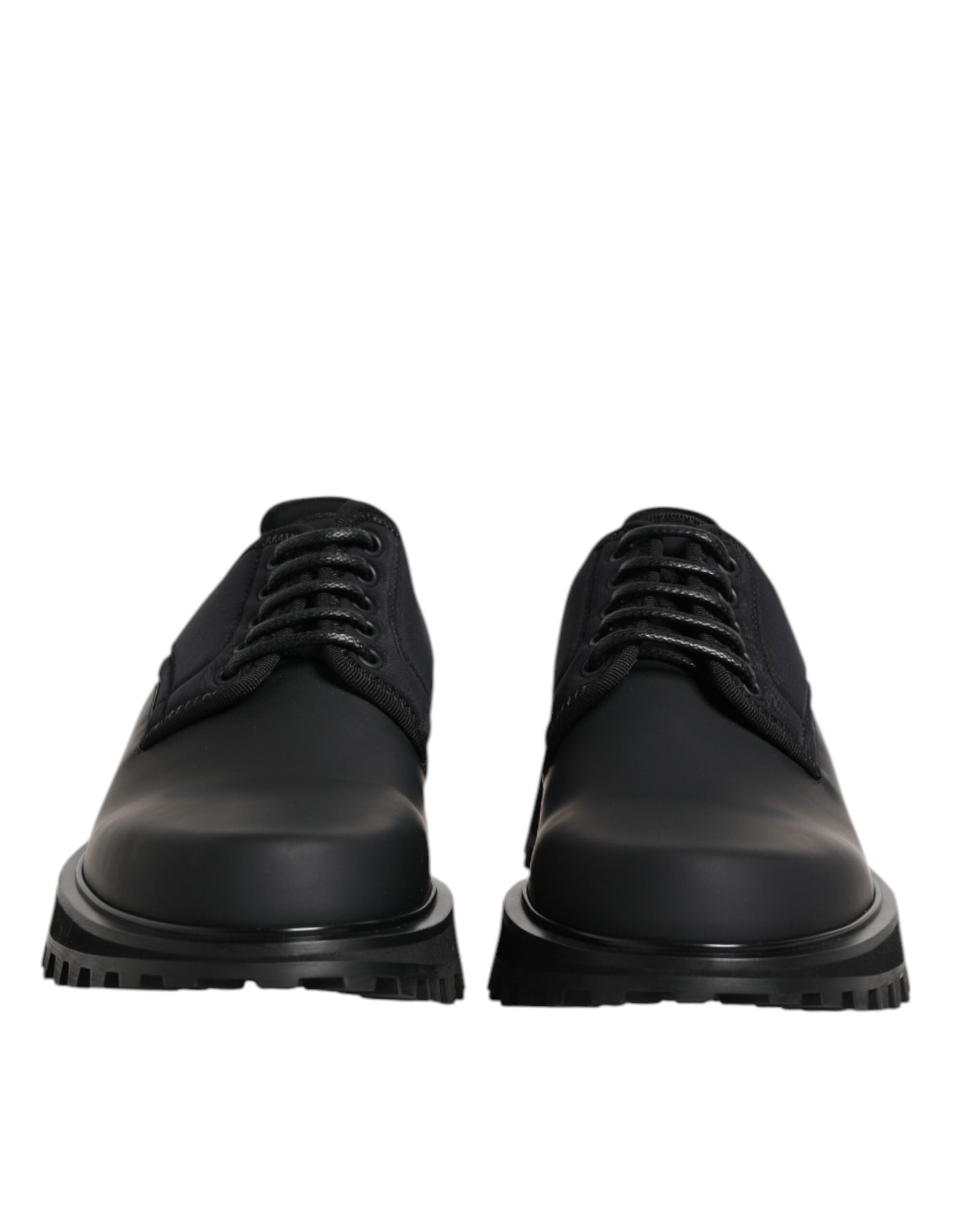 Dolce & Gabbana Black Leather Lace-Up Shoes for Trekking Suits-2
