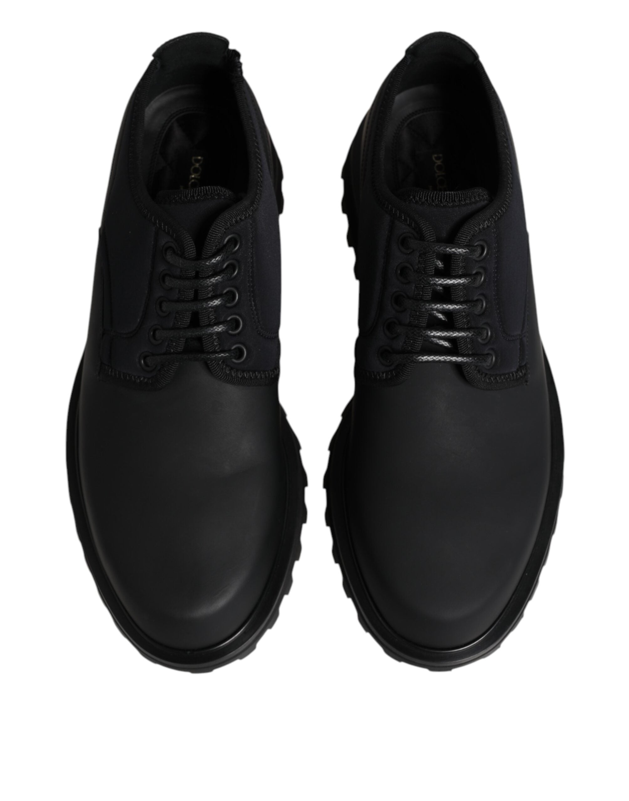 Dolce & Gabbana Black Leather Lace-Up Shoes for Trekking Suits-3