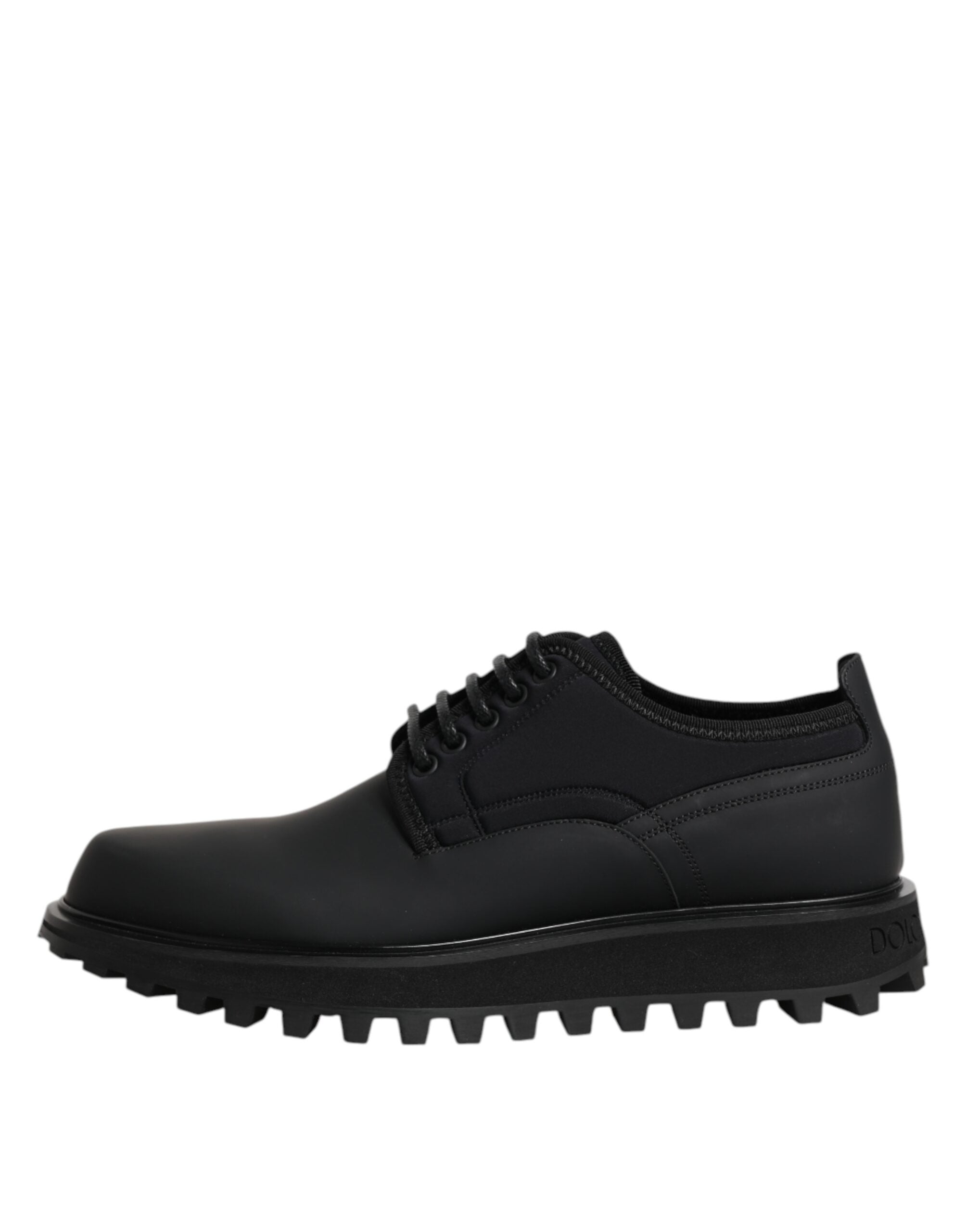 Dolce & Gabbana Black Leather Lace-Up Shoes for Trekking Suits-6