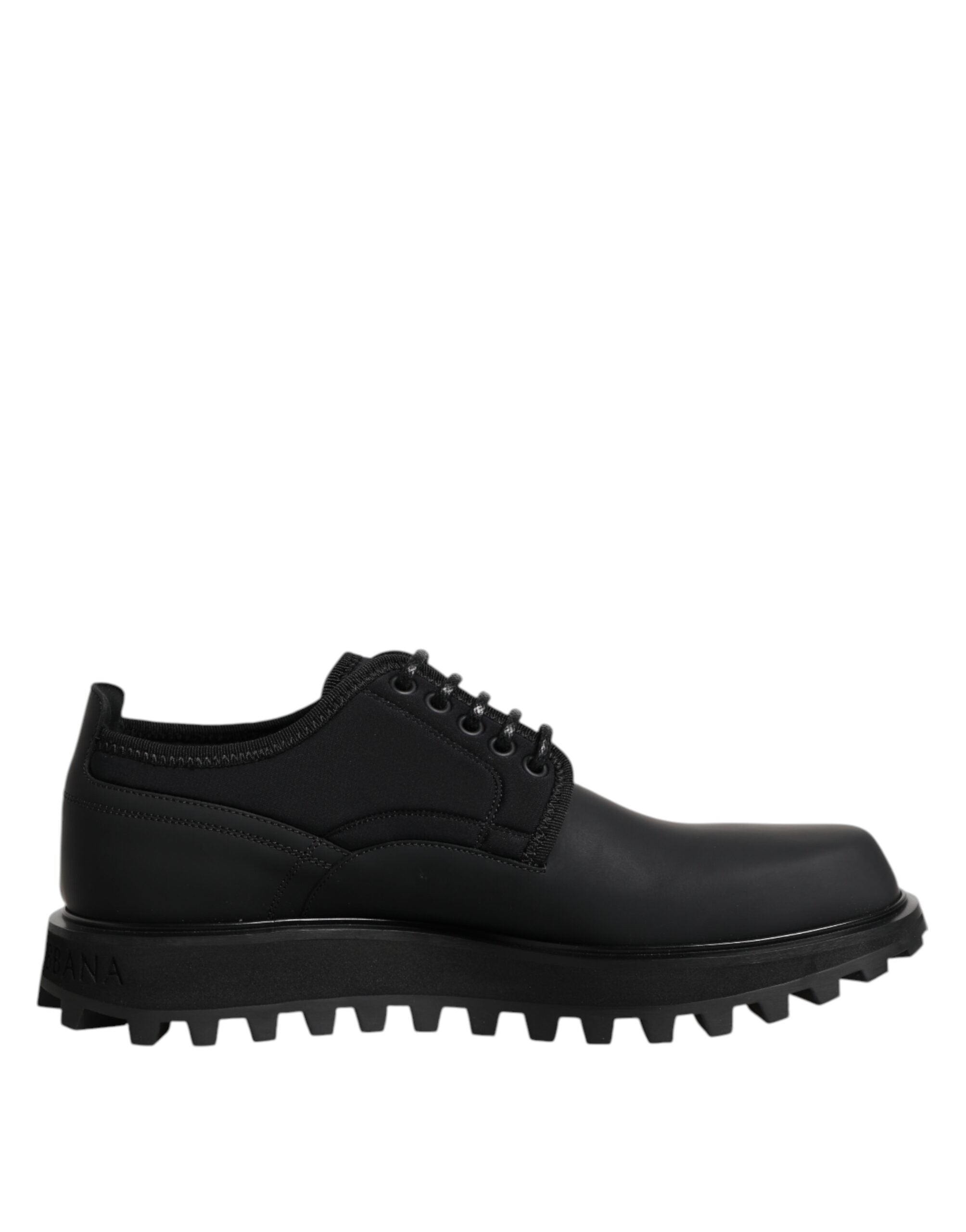 Dolce & Gabbana Black Leather Lace-Up Shoes for Trekking Suits-1