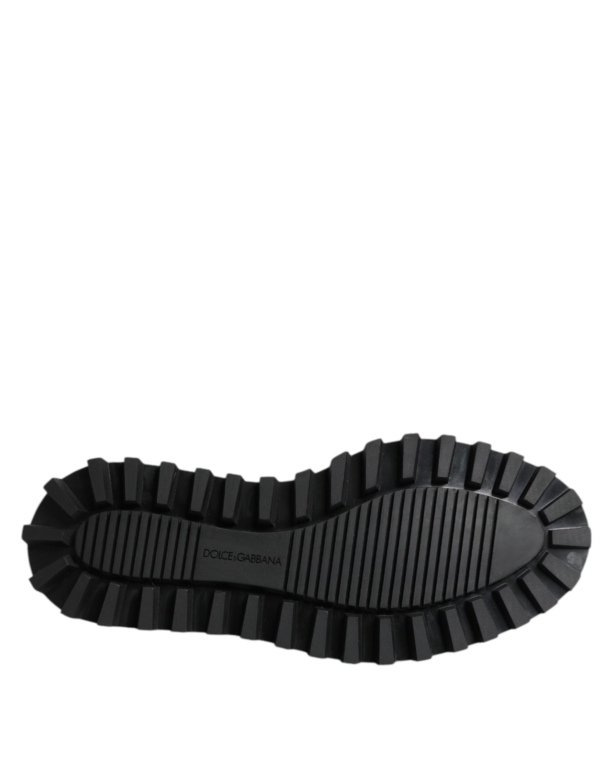 Dolce & Gabbana Black Leather Lace-Up Shoes for Trekking Suits-8