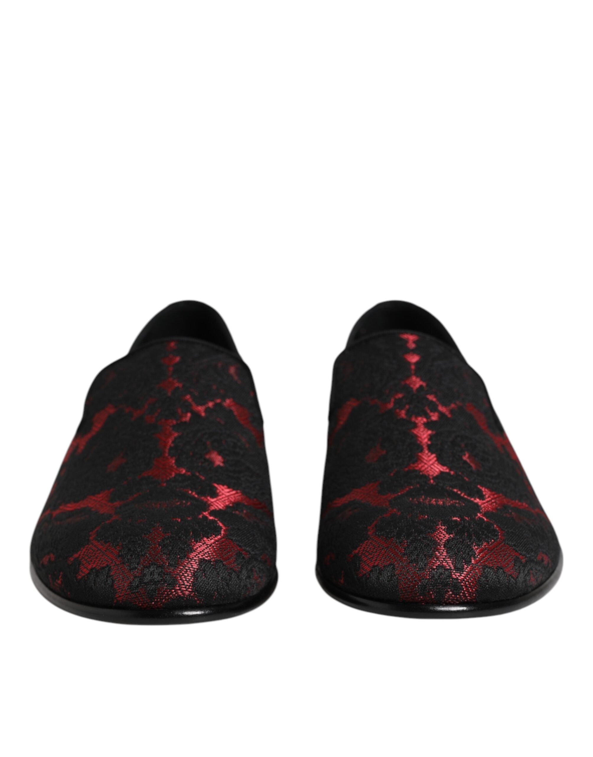 Dolce & Gabbana Rot Schwarz Jacquard Slip On Männer Loafers Schuhe-2