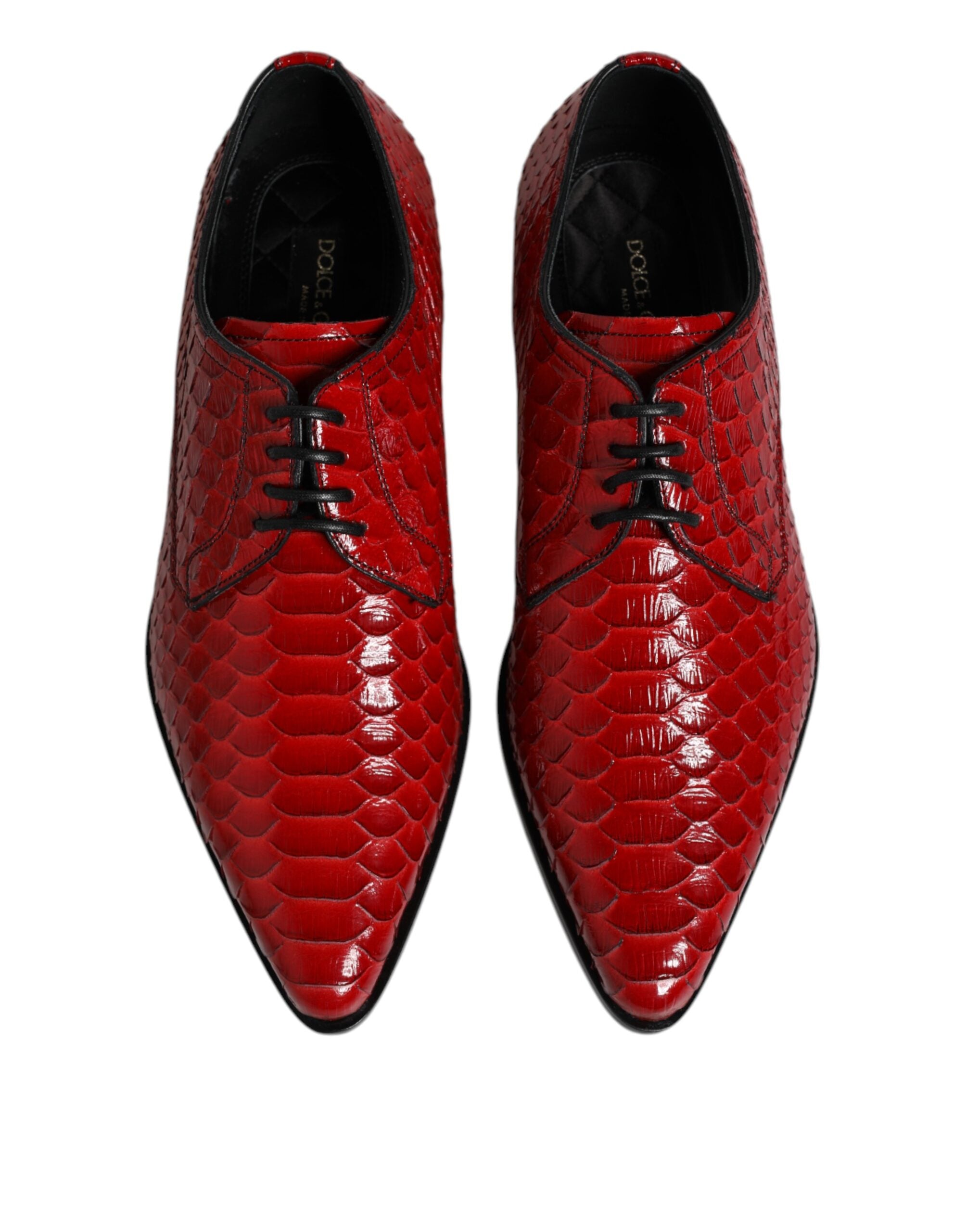 Zapatos Derby de vestir con cordones de piel exótica roja de Dolce & Gabbana-3