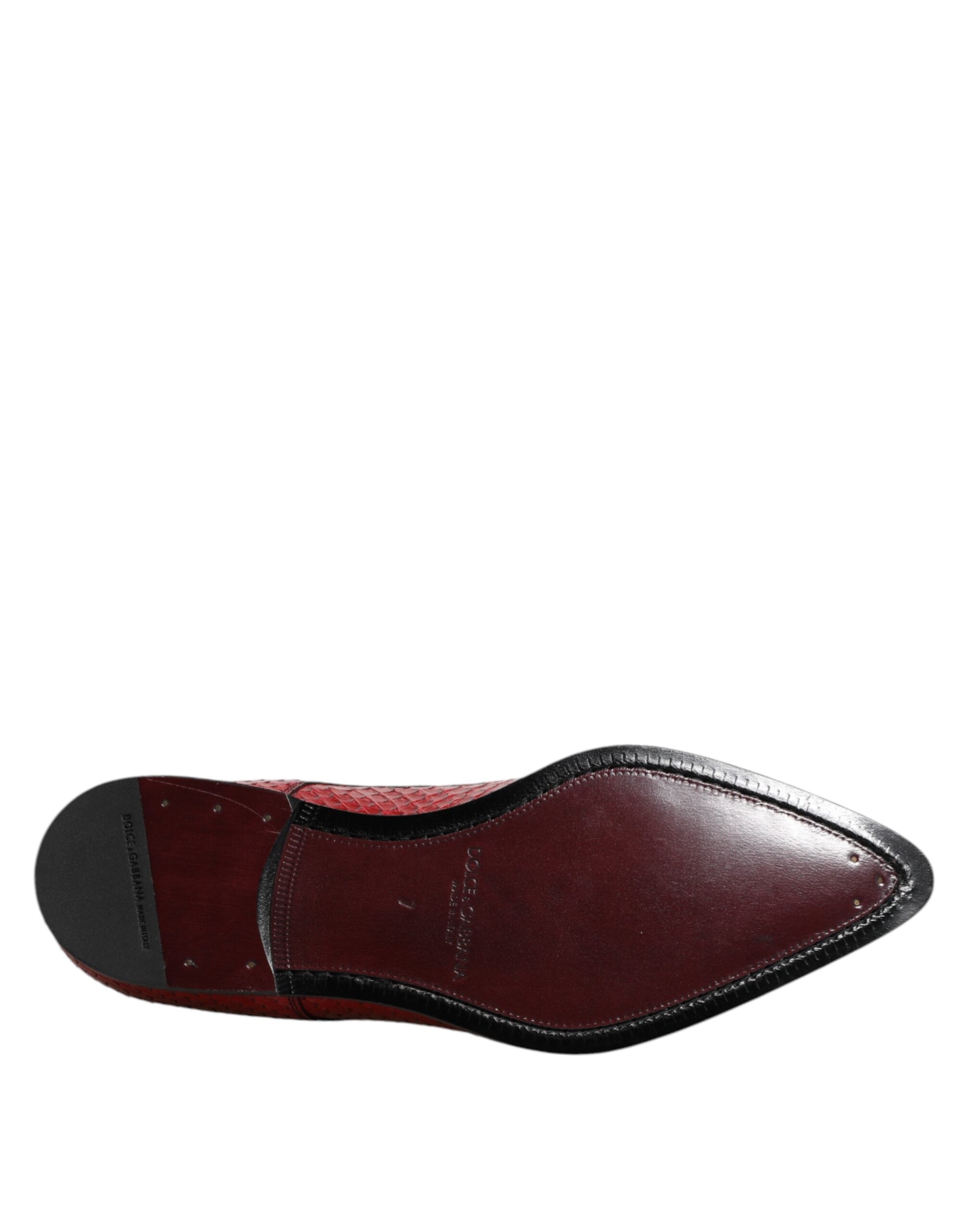 Zapatos Derby de vestir con cordones de piel exótica roja de Dolce & Gabbana-8