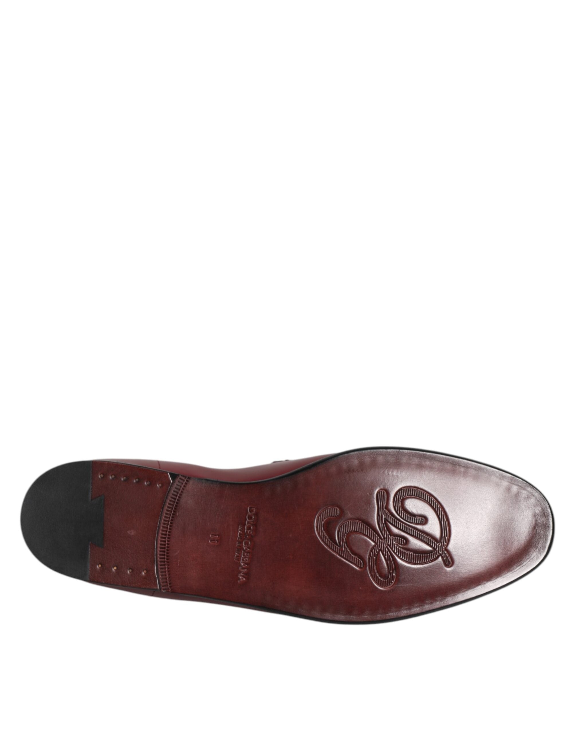 Dolce & Gabbana Burgundy Calfskin Formal Loafers-8