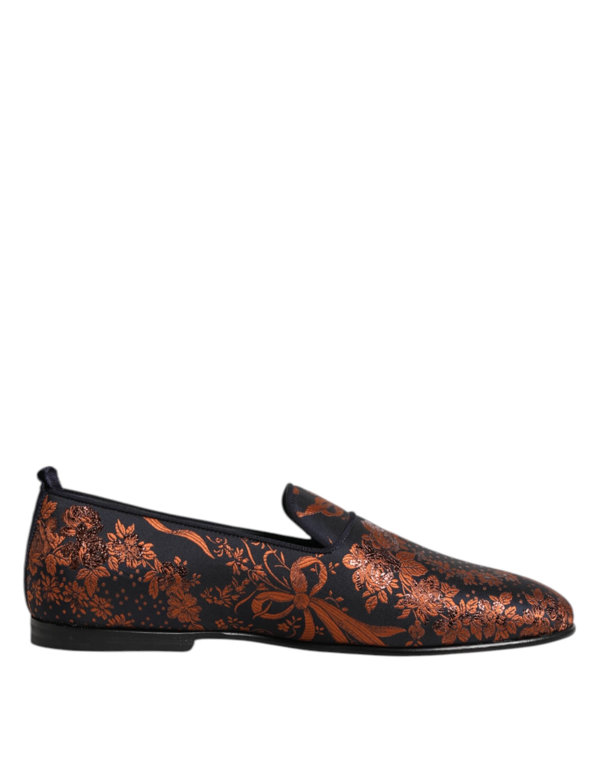 Dolce & Gabbana Black Jacquard Polyester Slipper Shoes-1