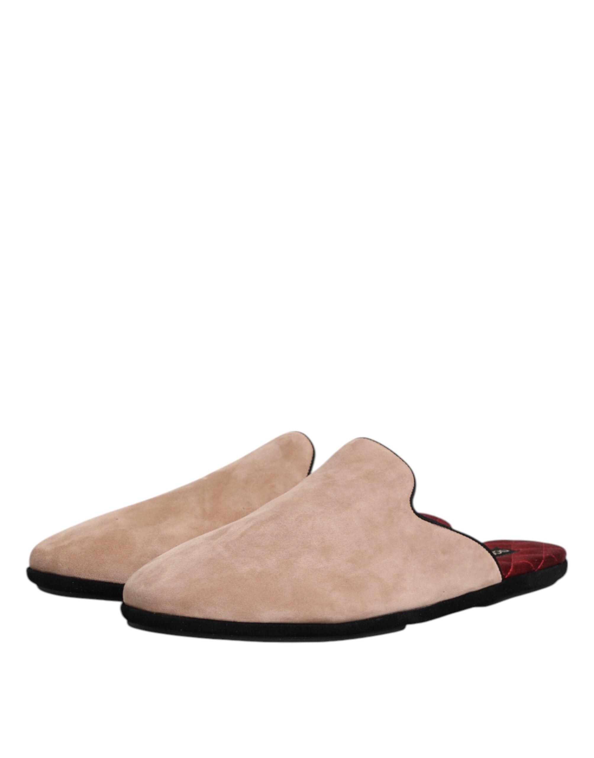 Dolce & Gabbana Beige Capra Suede Slippers Flat House Shoes-4