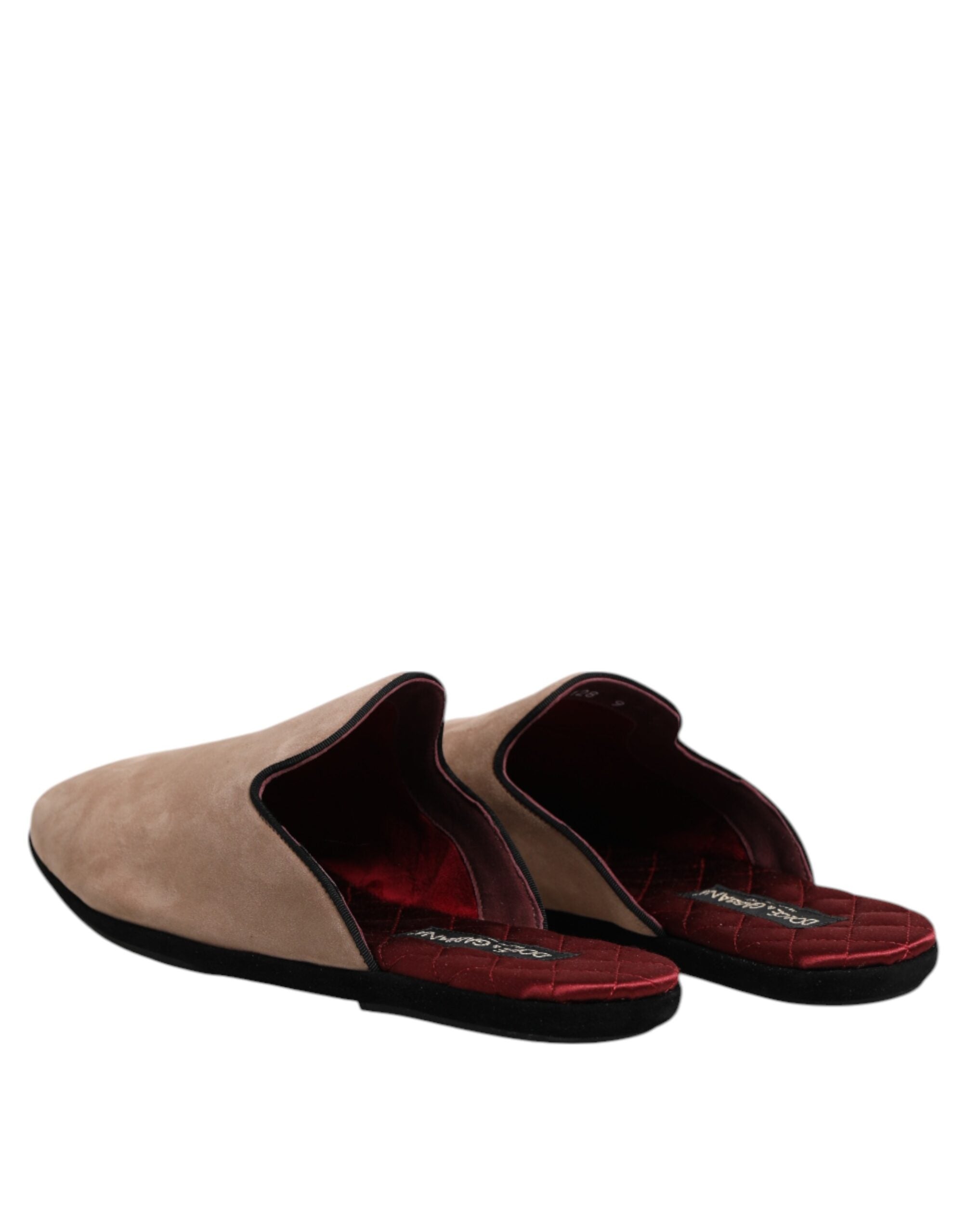Dolce & Gabbana Beige Capra Suede Slippers Flat House Shoes-5