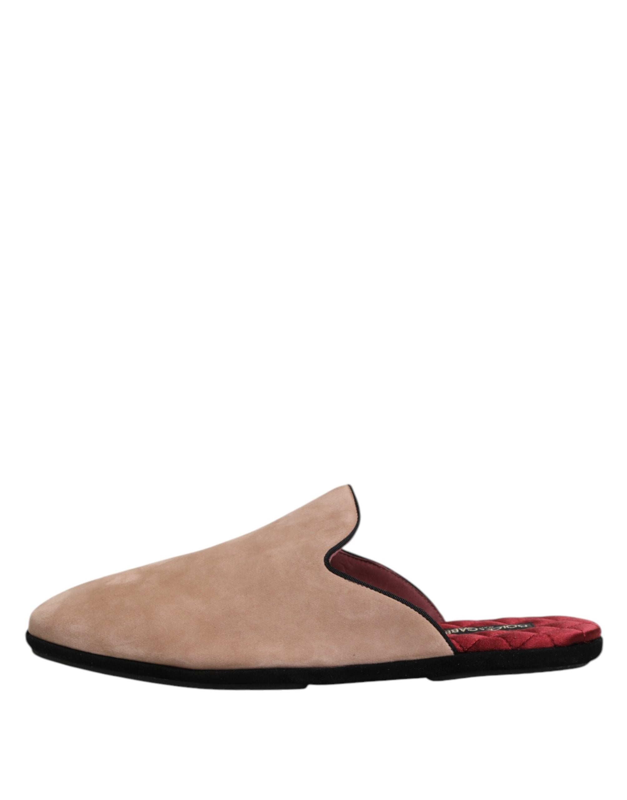 Dolce & Gabbana Beige Capra Suede Slippers Flat House Shoes-6