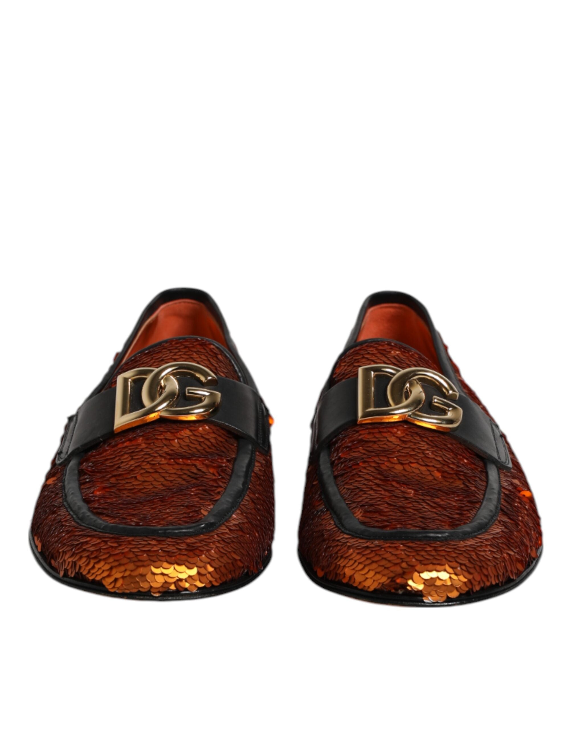 Zapatos mocasines Dolce & Gabbana para hombre con lentejuelas naranjas-2