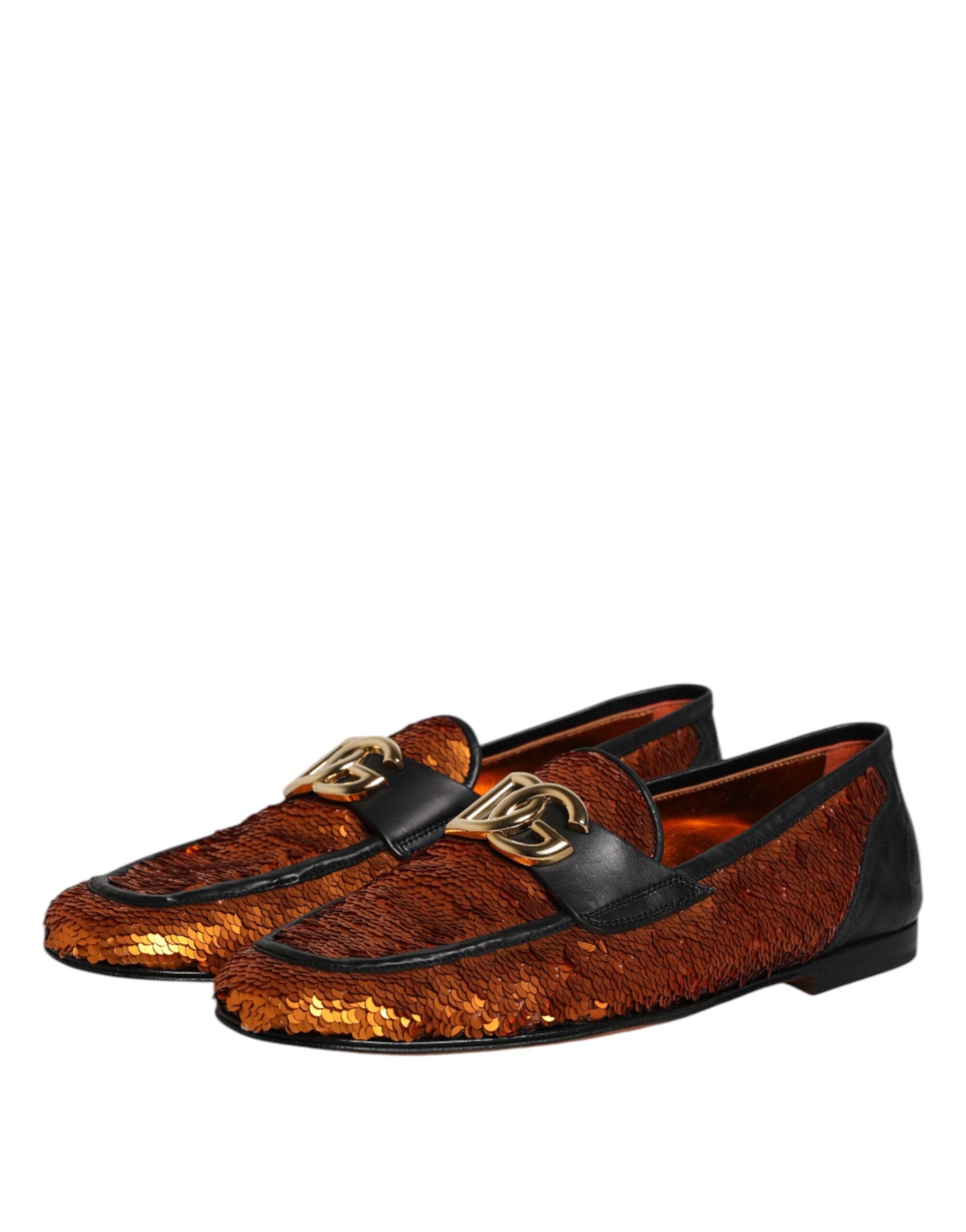Zapatos mocasines Dolce & Gabbana para hombre con lentejuelas naranjas-4