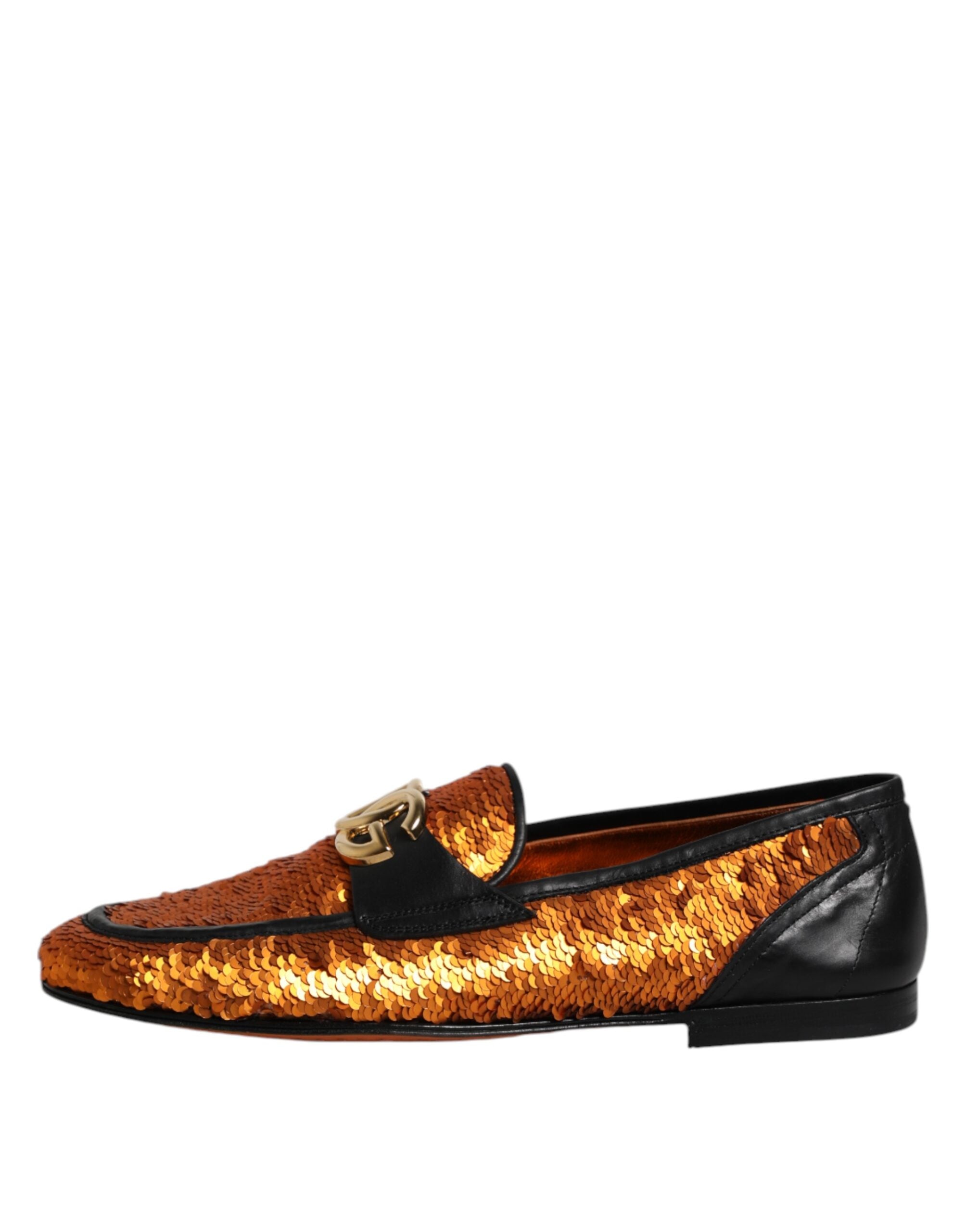 Zapatos mocasines Dolce & Gabbana para hombre con lentejuelas naranjas-6