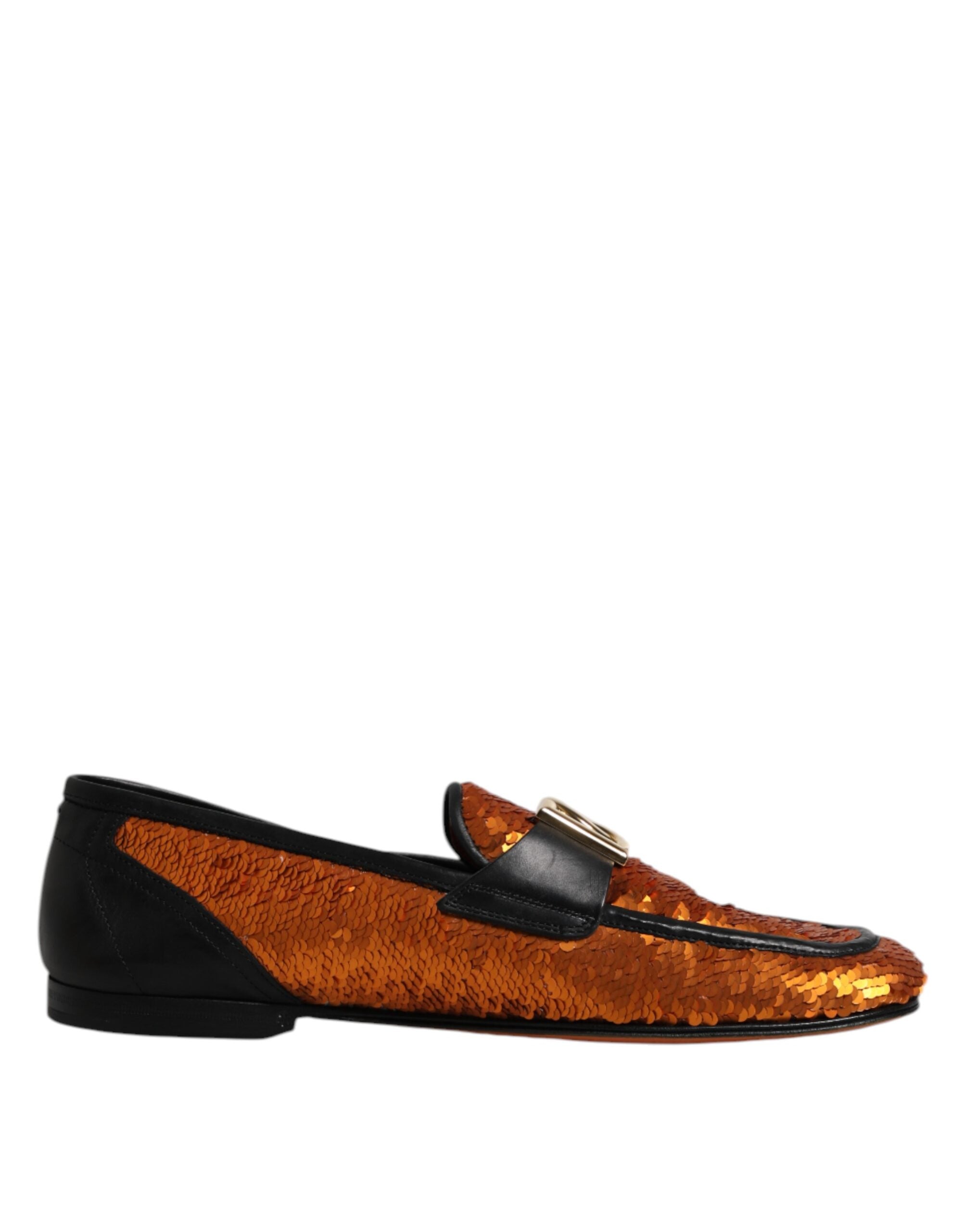 Zapatos mocasines Dolce & Gabbana para hombre con lentejuelas naranjas-1