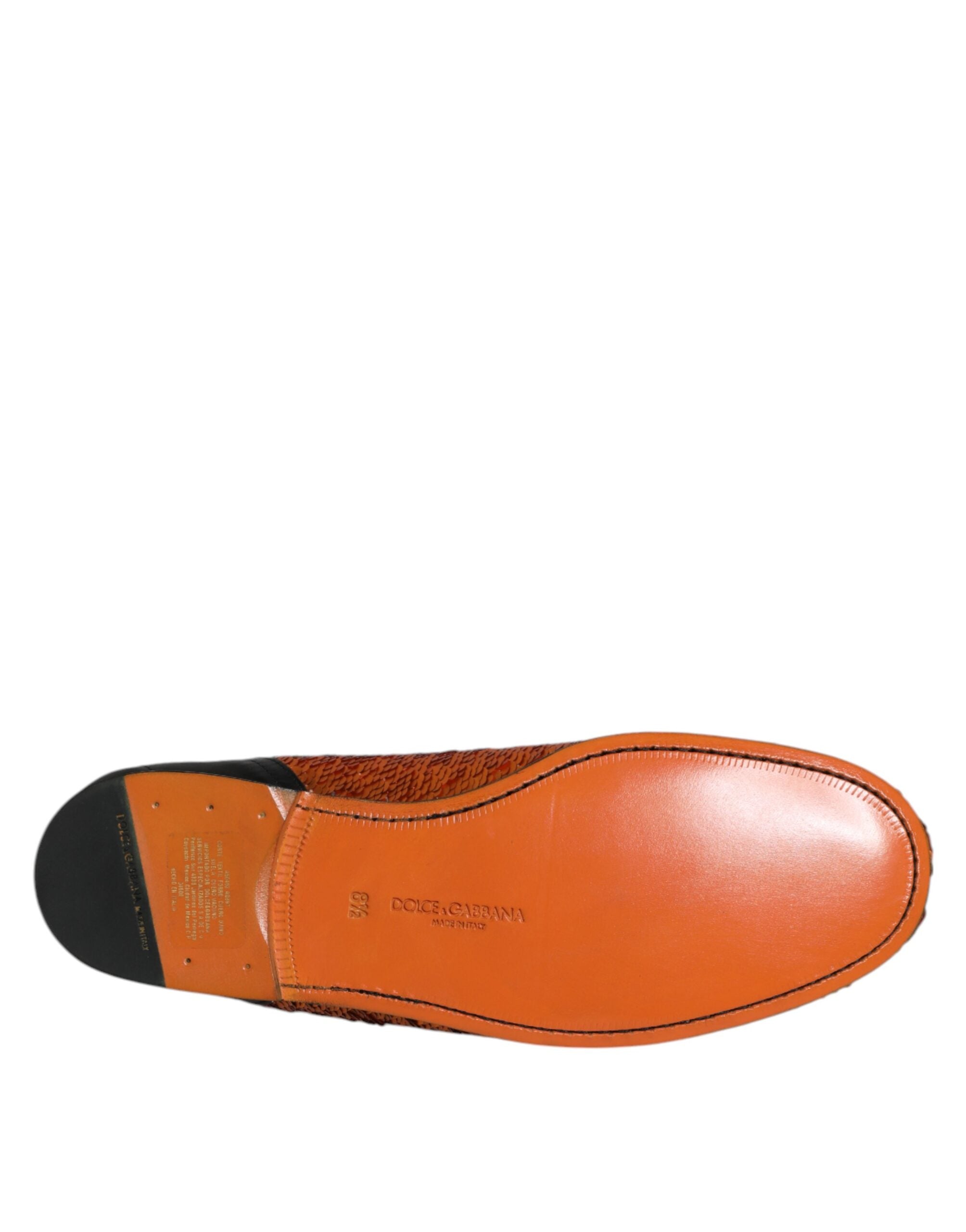 Zapatos mocasines Dolce & Gabbana para hombre con lentejuelas naranjas-8