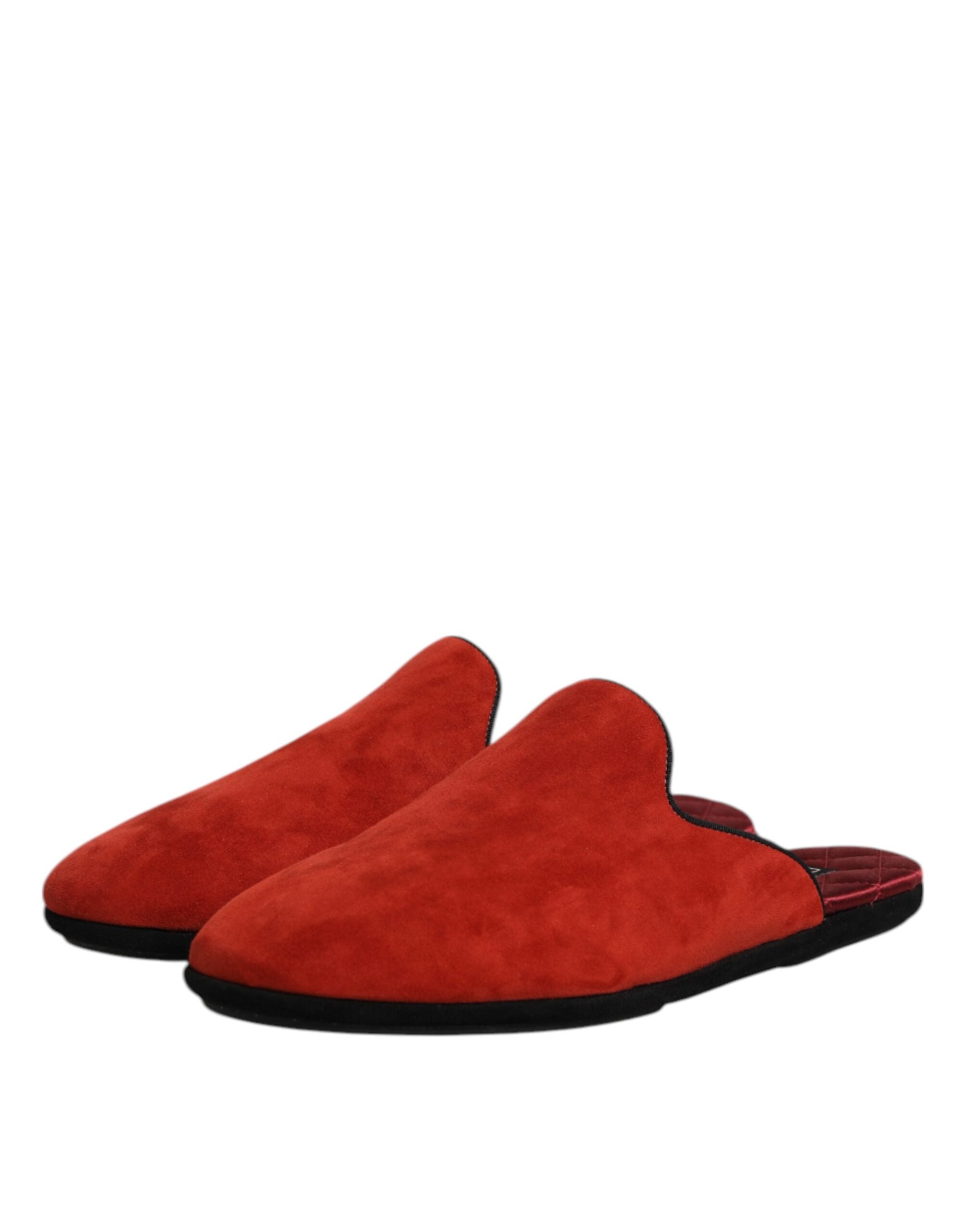 Dolce & Gabbana Orange Wildleder Pantoffeln Flache Hausschuhe-4