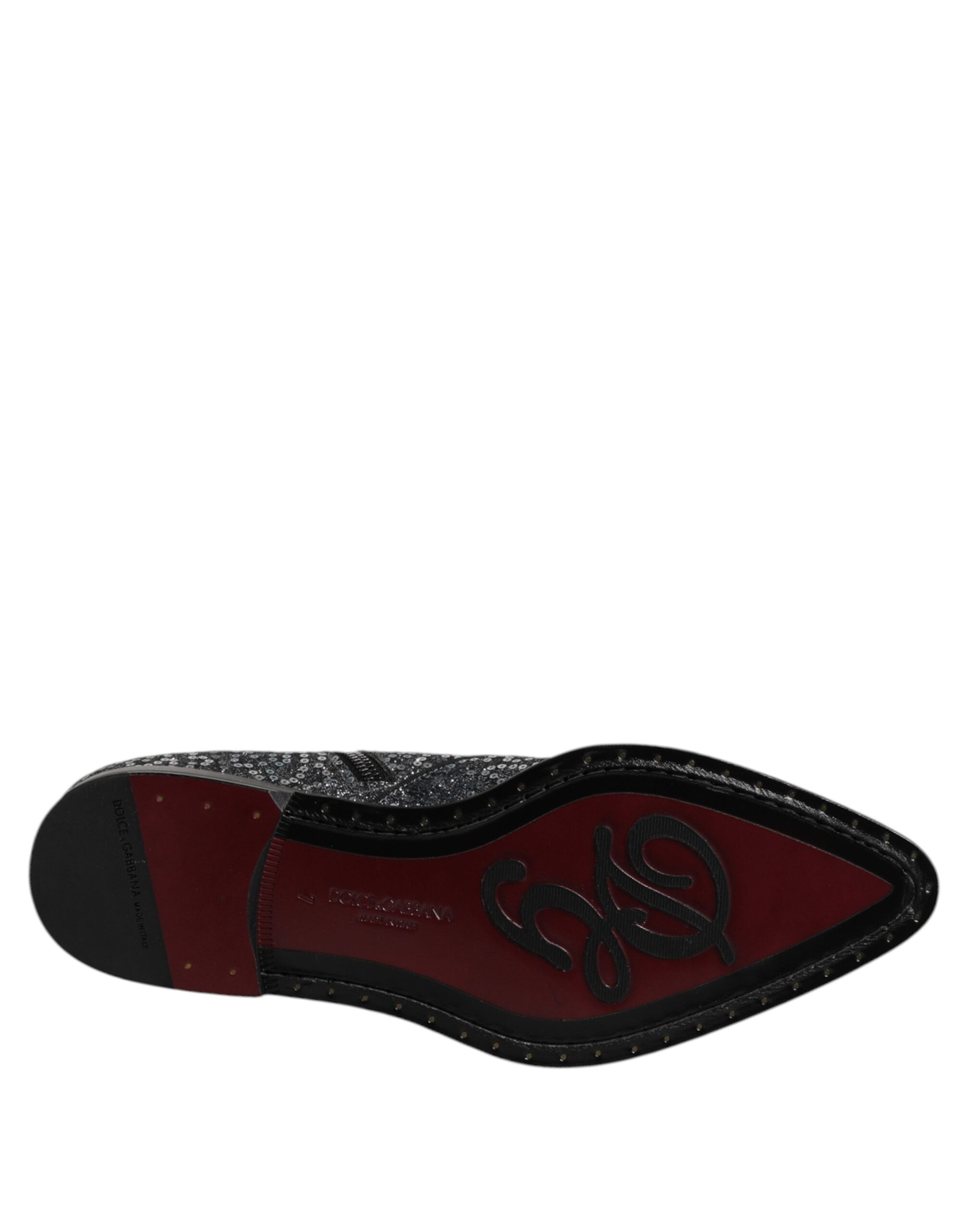 Dolce & Gabbana Dunkelgraue Baumwolle Pailletten Chelsea Boots Schuhe-8