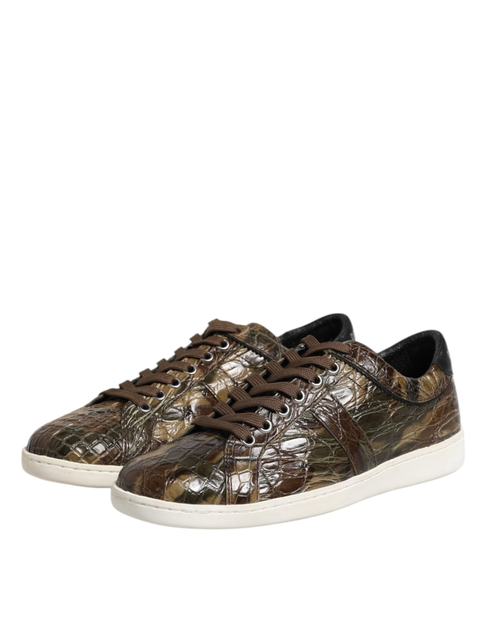 Zapatillas bajas de piel exótica marrón de Dolce & Gabbana-4