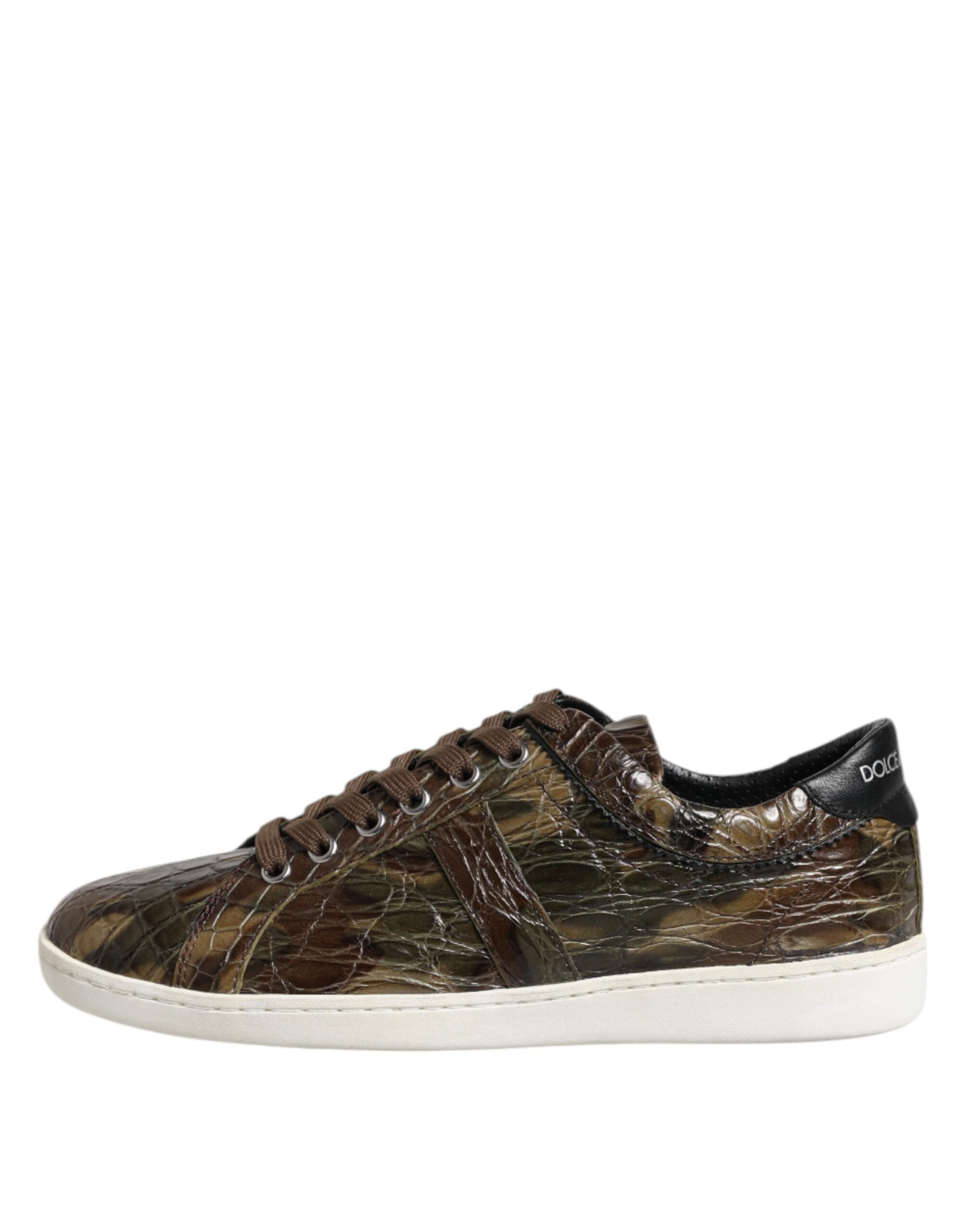 Zapatillas bajas de piel exótica marrón de Dolce & Gabbana-6