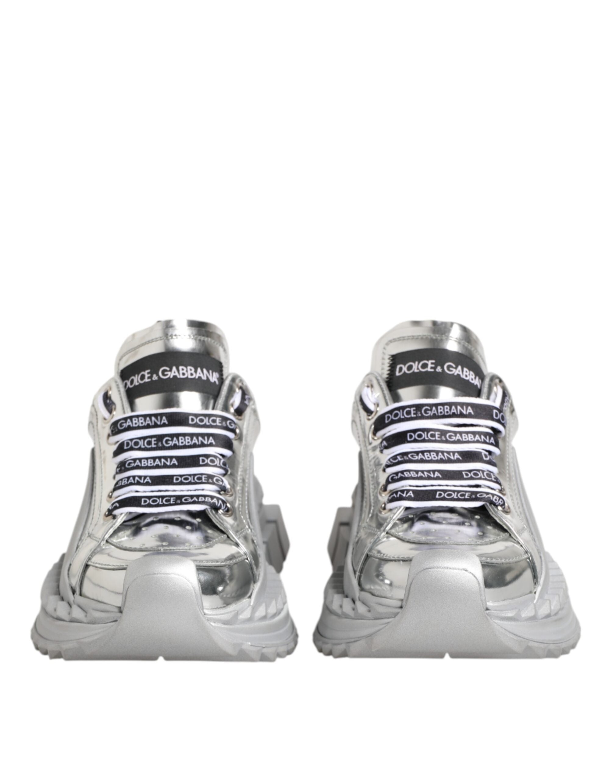 Dolce & Gabbana Silberne Leder Super Queen Sneakers Schuhe-2