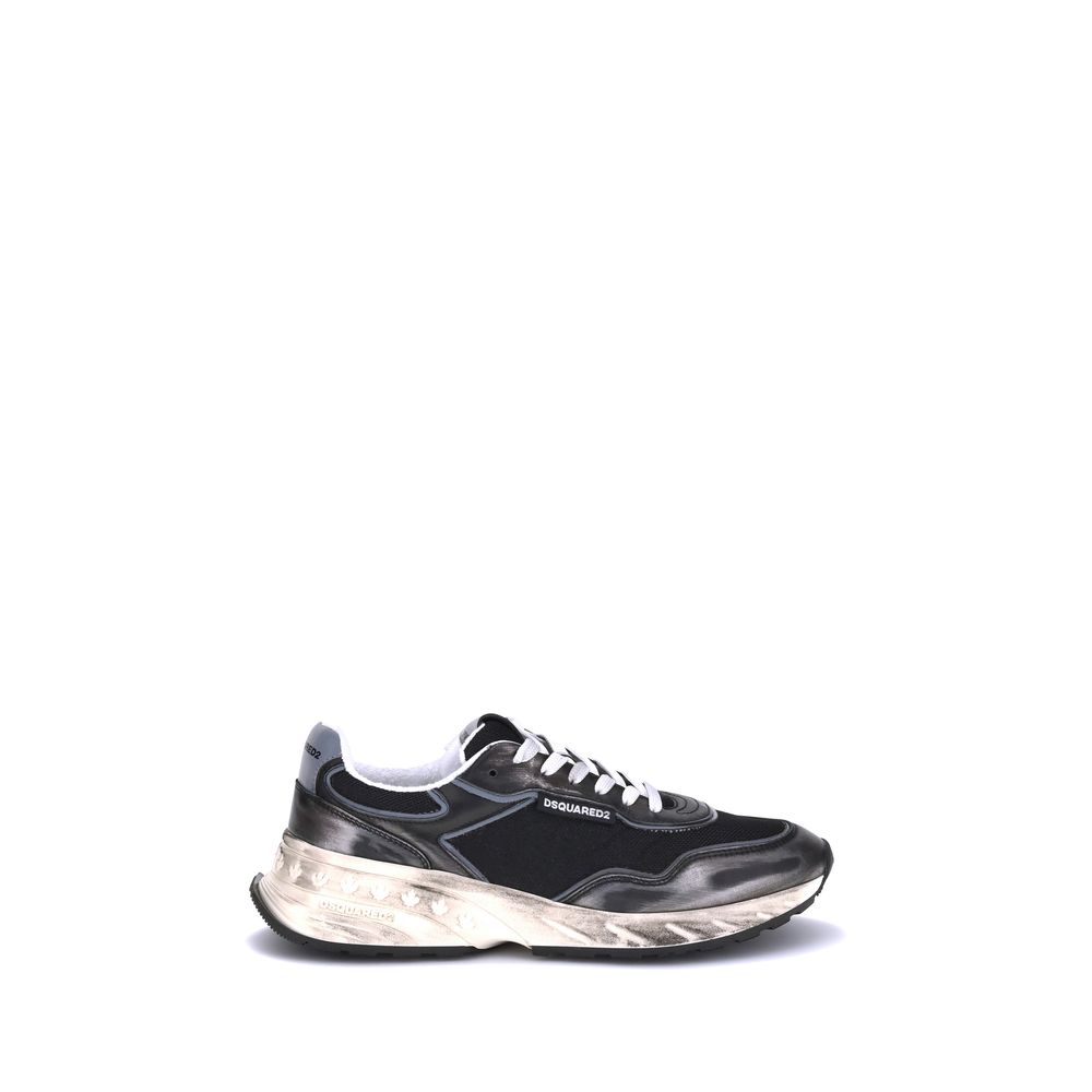 Dsquared² Schwarze Bos Taurus Kalbsleder Sneaker-1