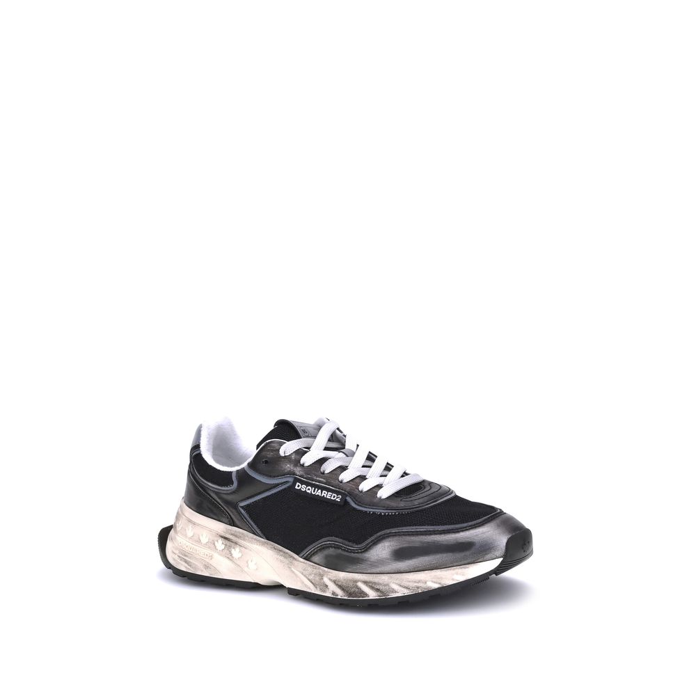 Dsquared² Schwarze Bos Taurus Kalbsleder Sneaker-2