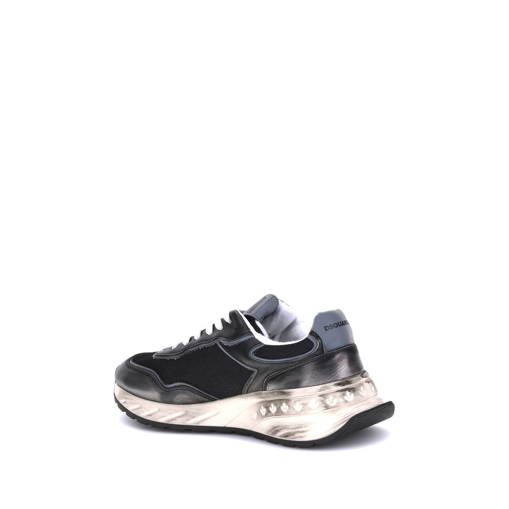 Dsquared² Schwarze Bos Taurus Kalbsleder Sneaker-3
