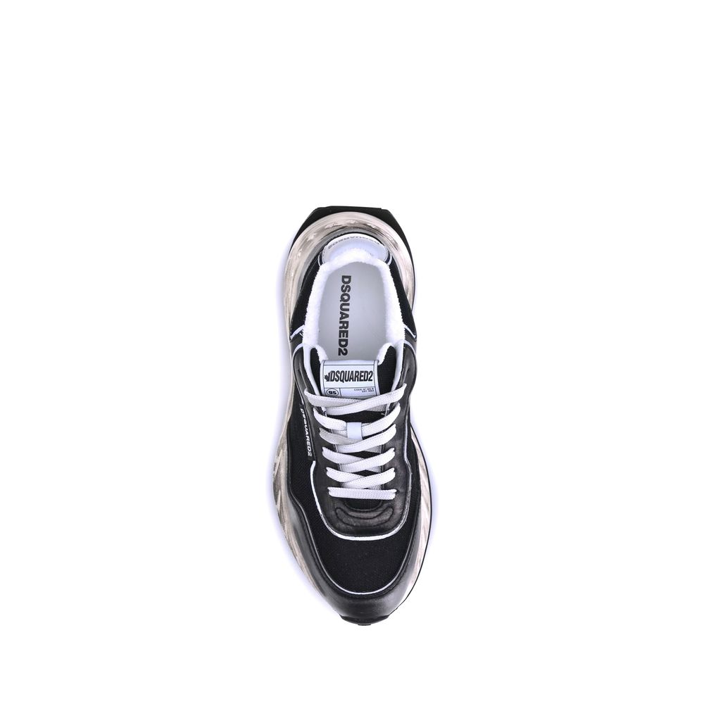 Dsquared² Schwarze Bos Taurus Kalbsleder Sneaker-4