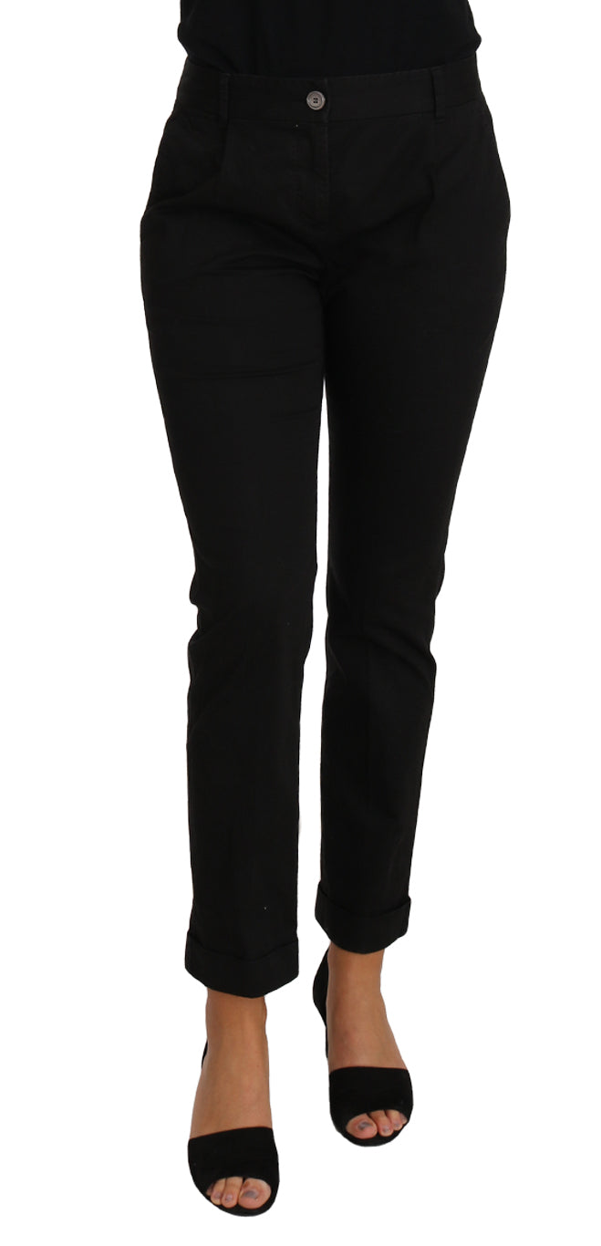 Dolce & Gabbana Black Dress Cropped Straight Straight Trousers-1