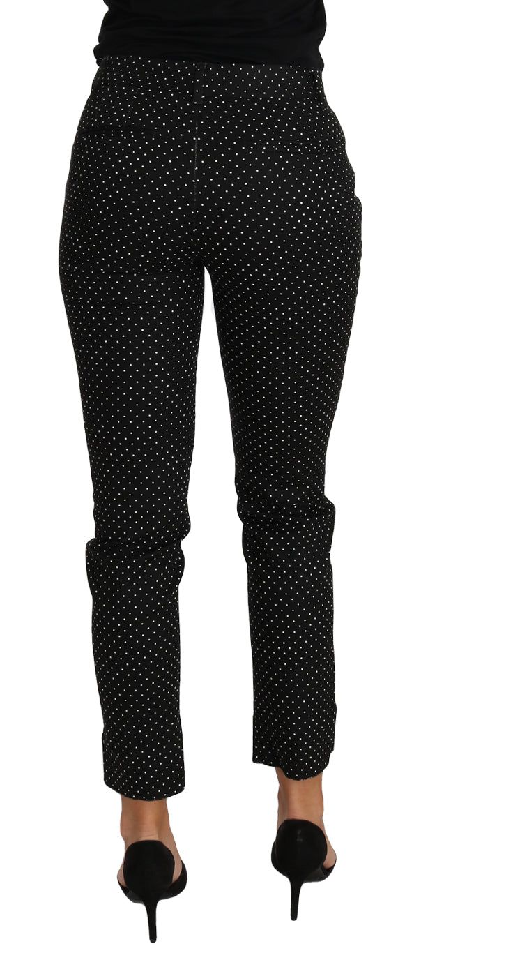 Dolce & Gabbana Black Dress Polka Dot Cropped Straight Pants-2