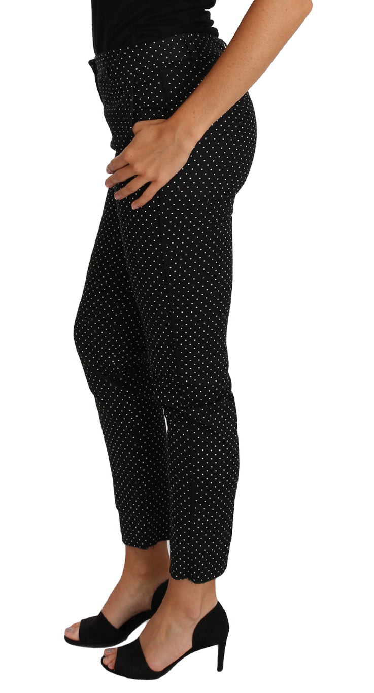 Dolce & Gabbana Black Dress Polka Dot Cropped Straight Pants-3