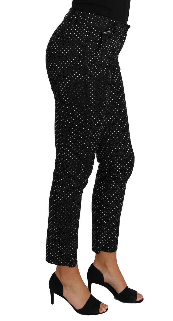 Dolce & Gabbana Black Dress Polka Dot Cropped Straight Pants-4
