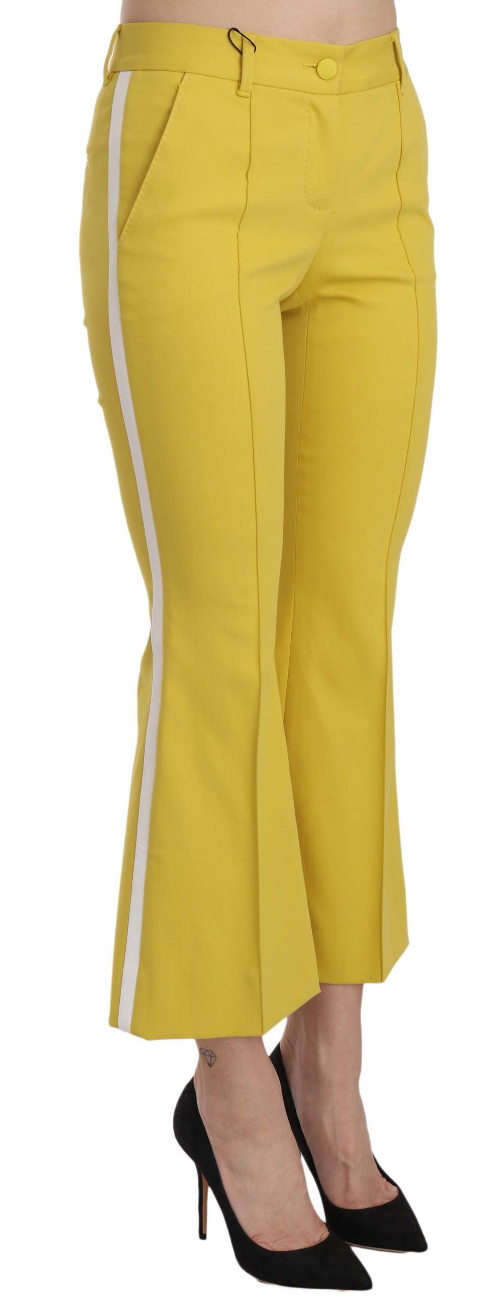 Dolce & Gabbana Gelbe ausgestellte Bootcut-Caprihose aus Baumwolle-2