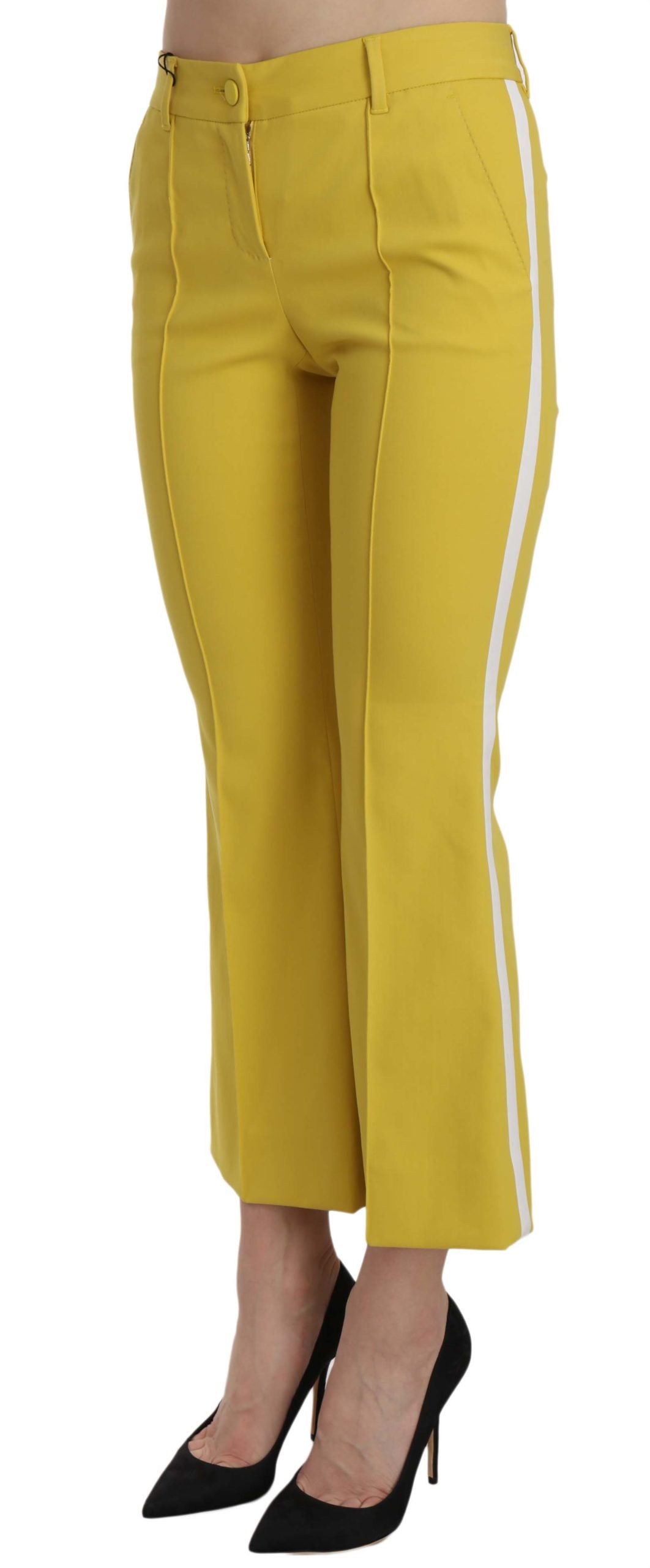 Dolce & Gabbana Gelbe ausgestellte Bootcut-Caprihose aus Baumwolle-3
